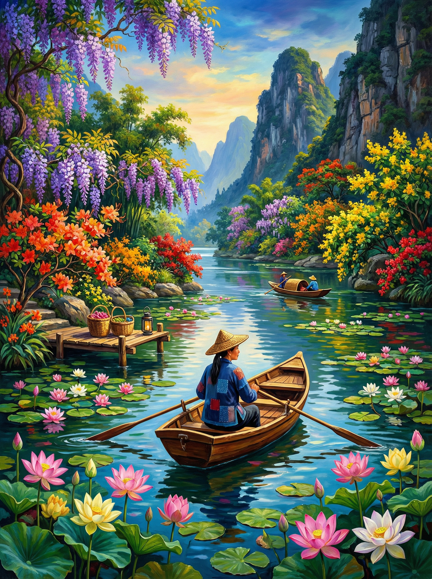 Lotus River Journey (Diamond Painting) Diamond Painting kit