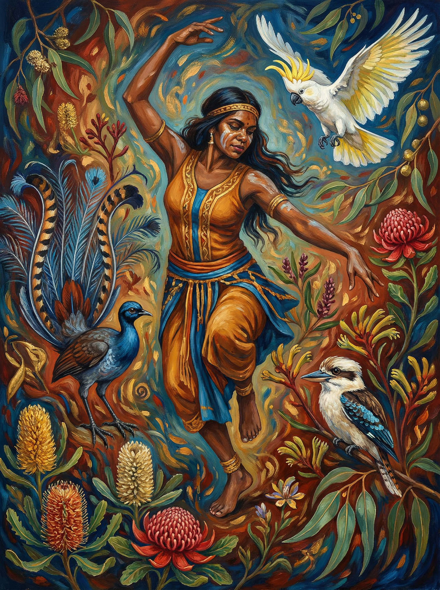 Cockatoo and Kookaburra Dance (100 Color Diamond Painting)