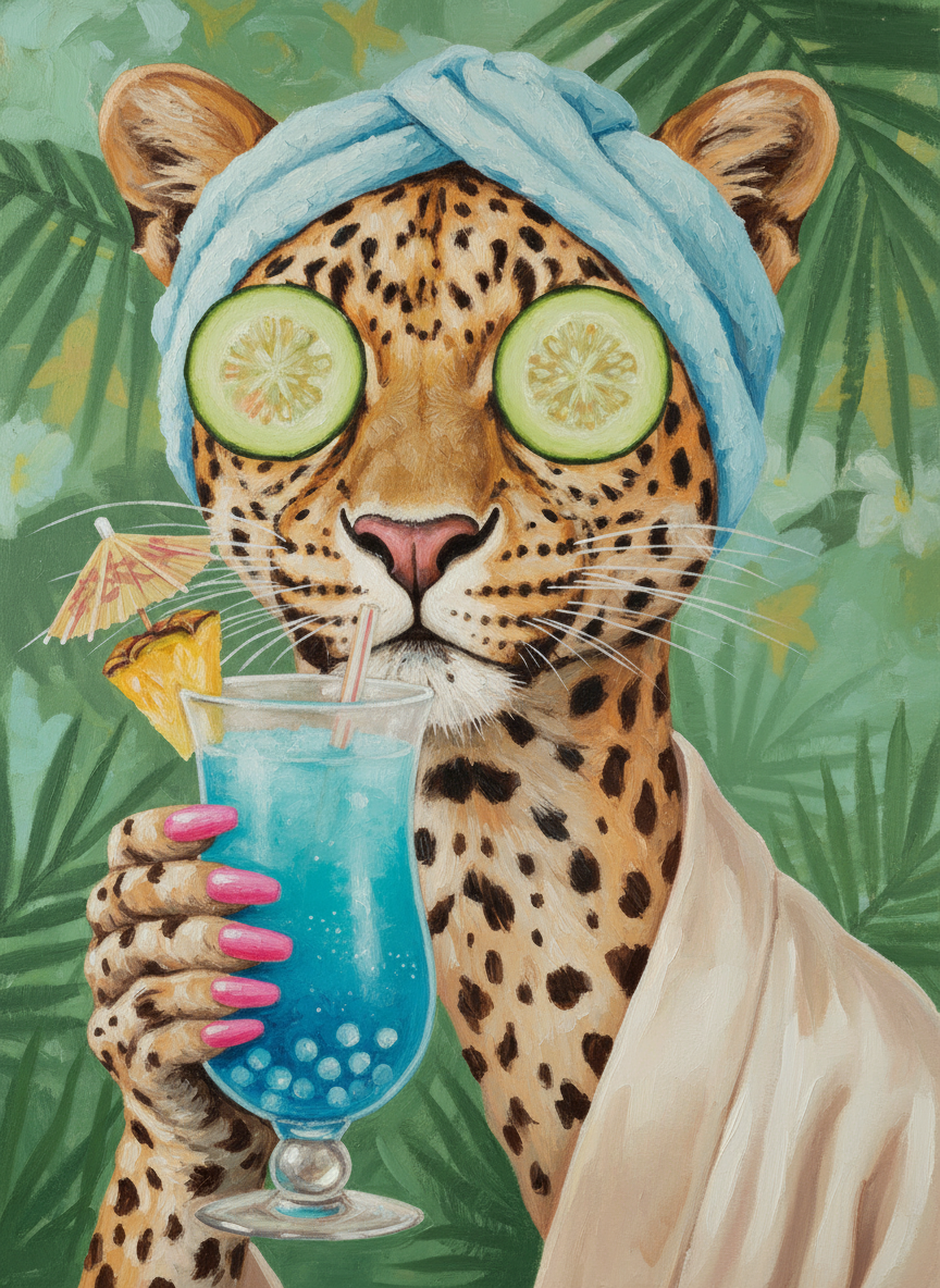 Spa Day Leopard (Diamond Painting) Diamond Painting kit