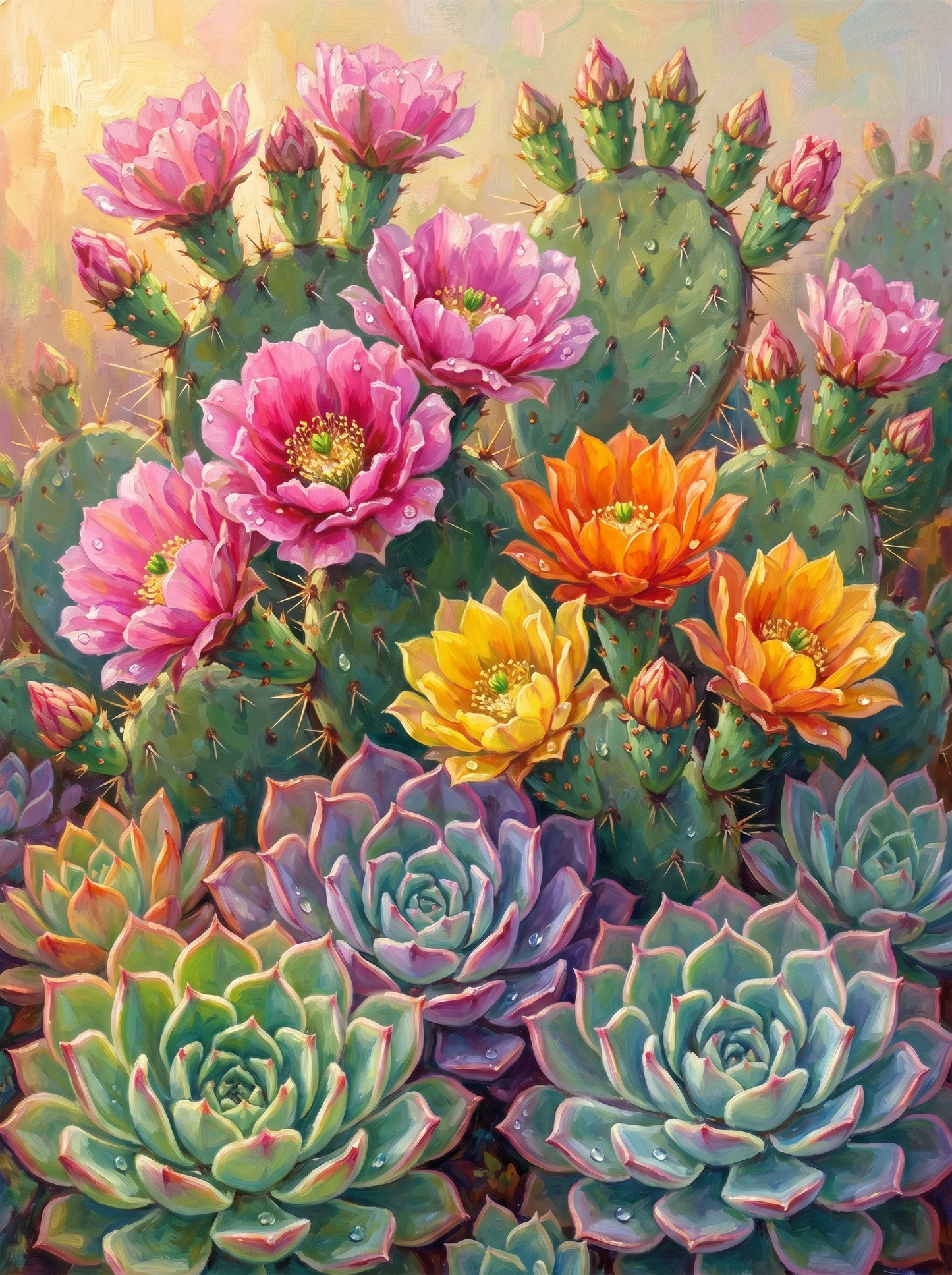 Desert Cactus Succulent Bloom (Diamond Painting)