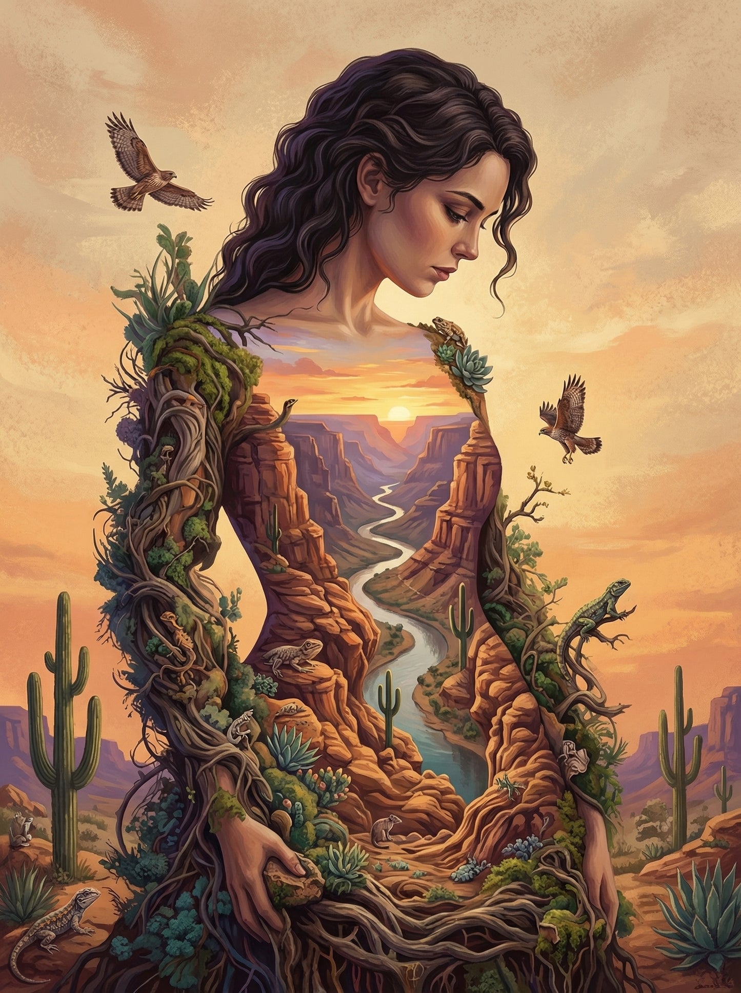 Desert Canyon Woman Silhouette (Diamond Painting) Diamond Painting kit