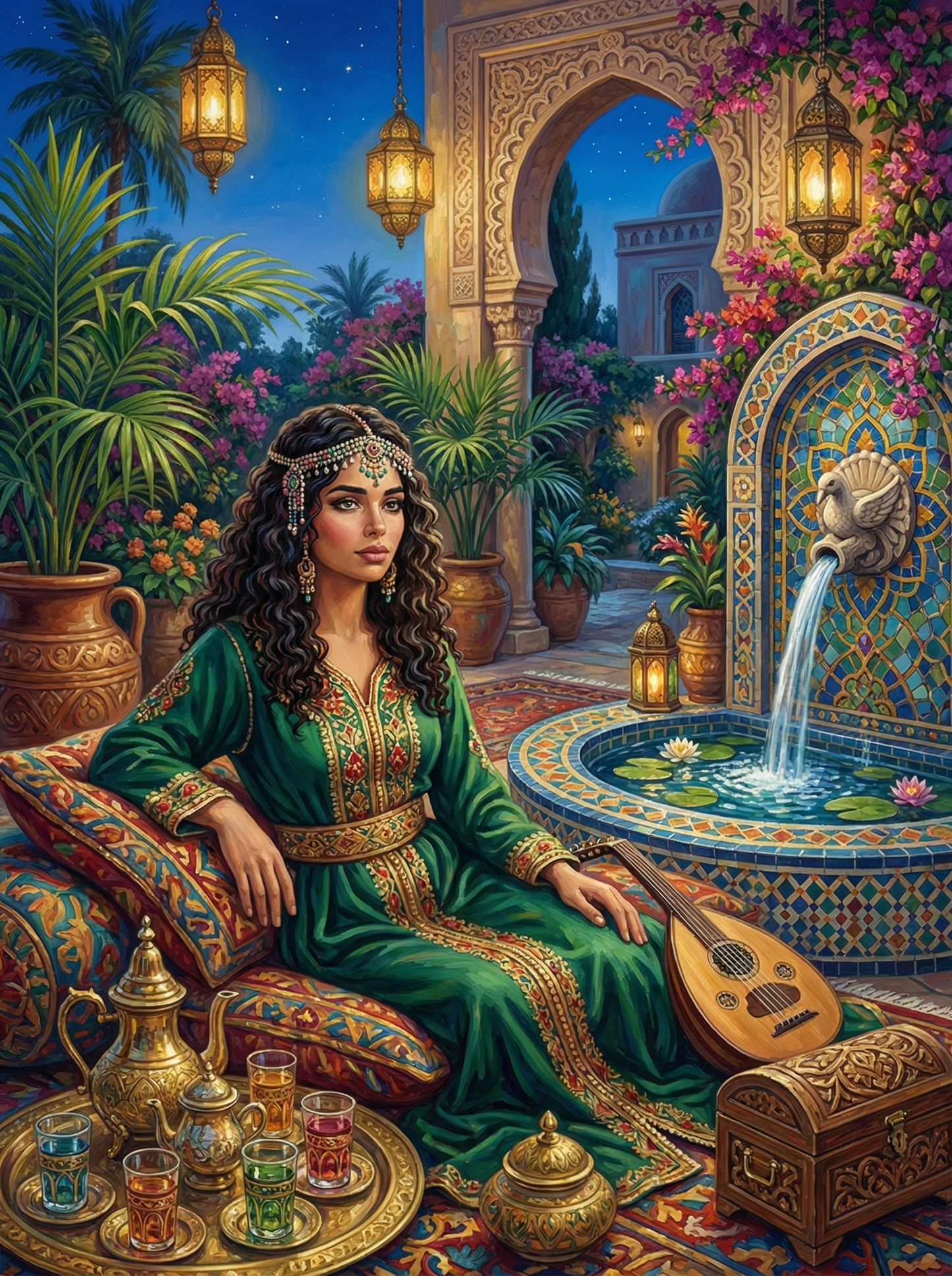 Desert Oasis Musician (100 Color Diamond Painting) Diamond Painting kit