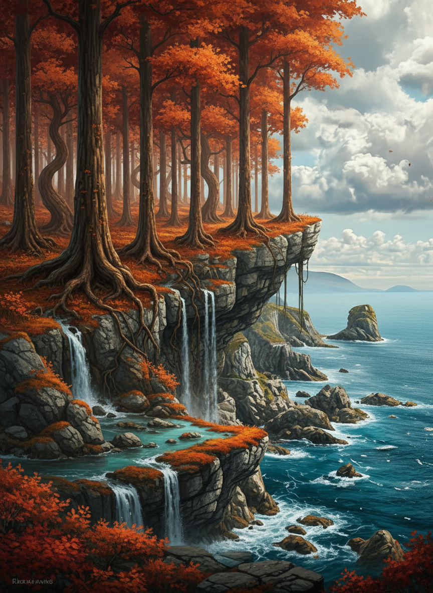 Forest of Cascades (Diamond Painting) Diamond Painting kit