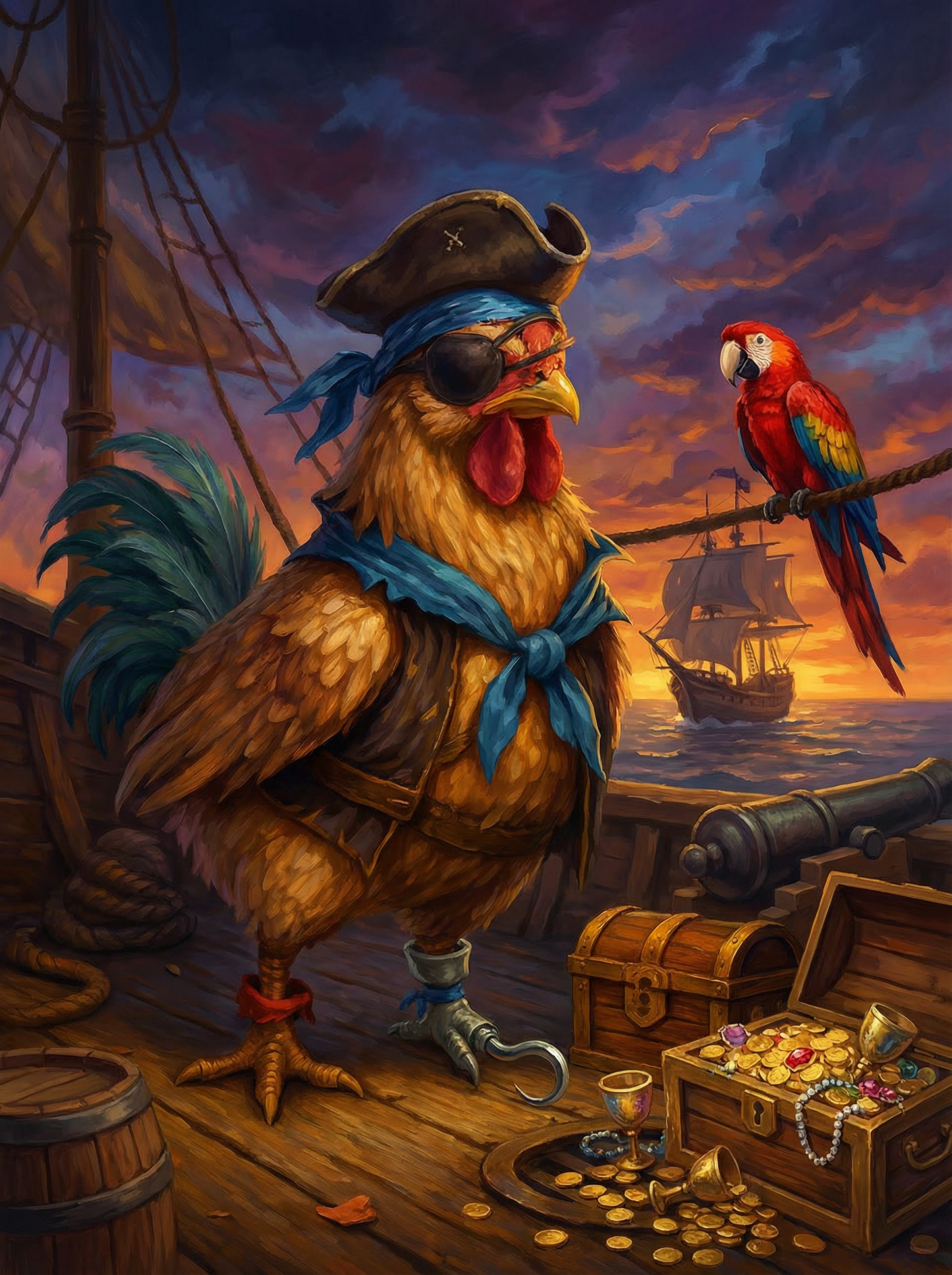 Pirate Chicken and Parrot Treasure (Diamond Painting) Diamond Painting kit