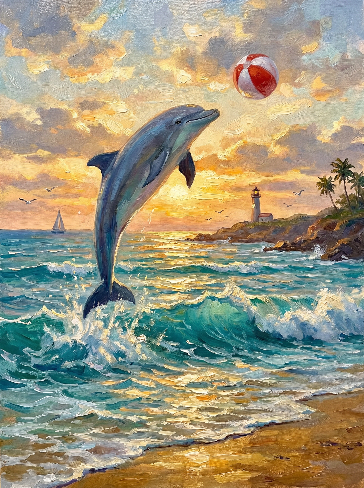Sunset Dolphin Play (Diamond Painting) Diamond Painting kit