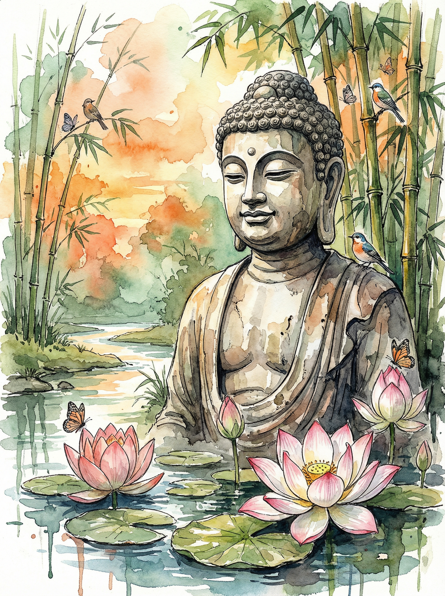 Lotus Garden Buddha (Diamond Painting) Diamond Painting kit
