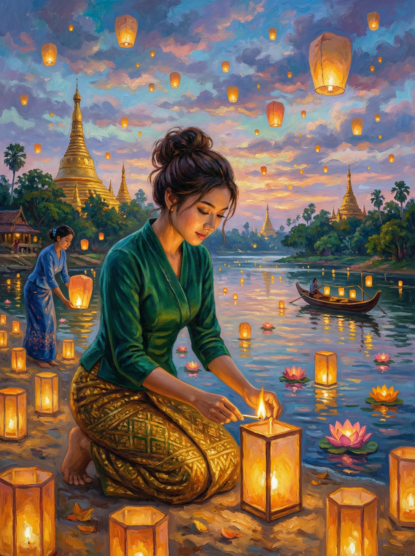 Lantern Festival River Lights (Diamond Painting) Diamond Painting kit