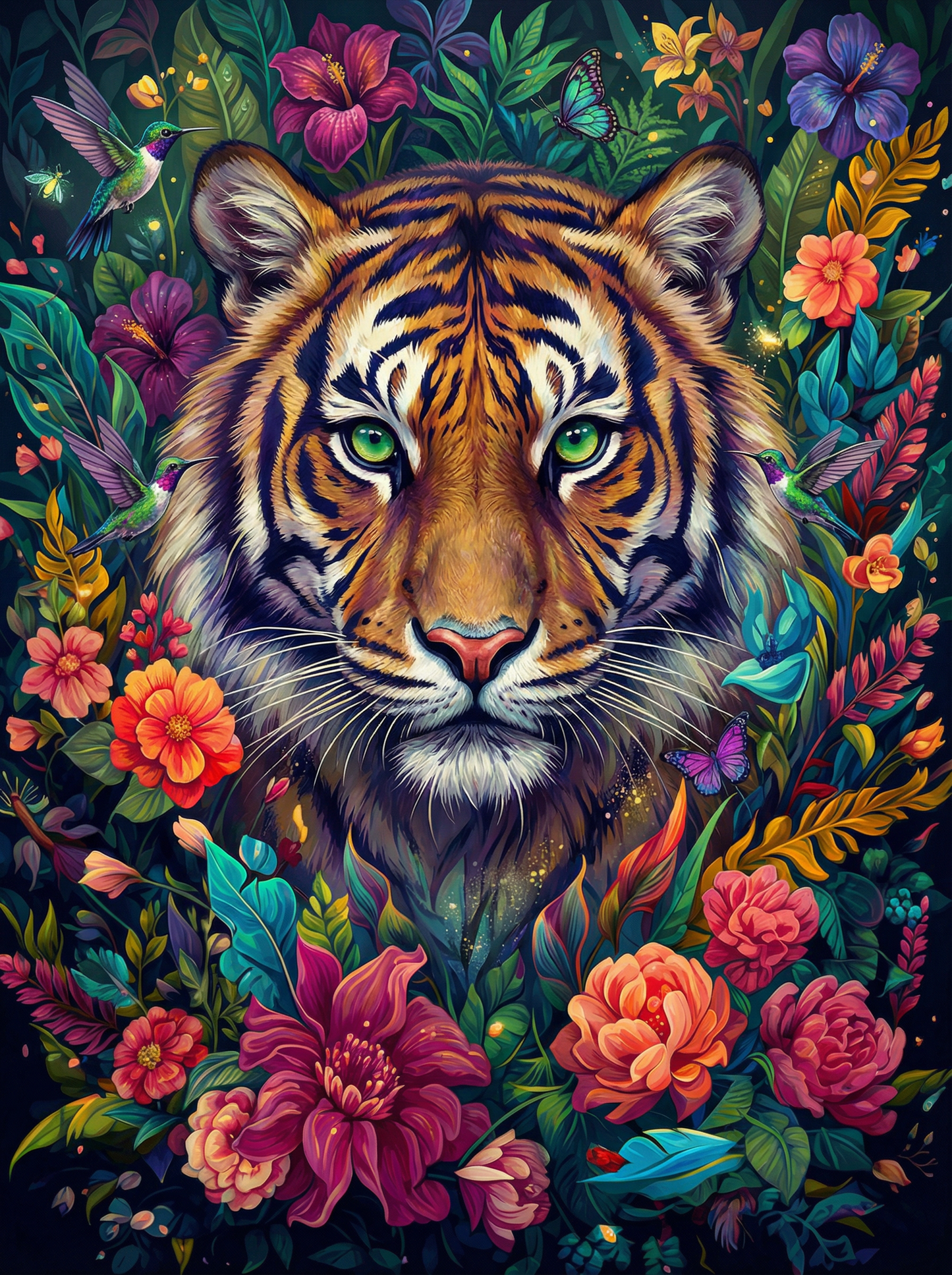 Jungle Bloom Tiger (Board Canvas)