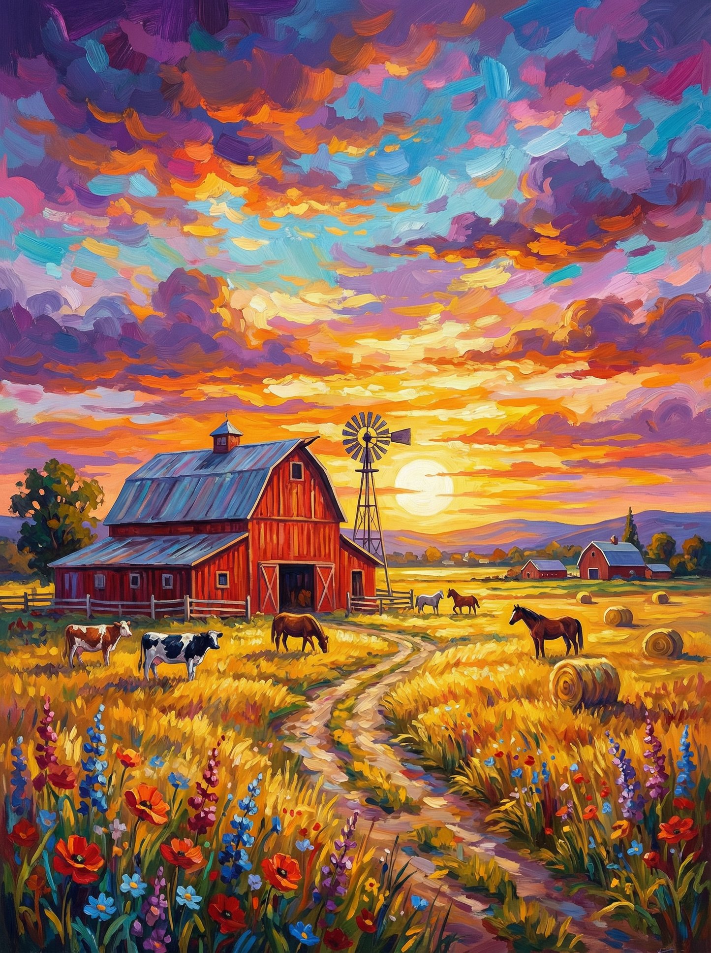 Golden Hour Barnscape (Diamond Painting) Diamond Painting kit
