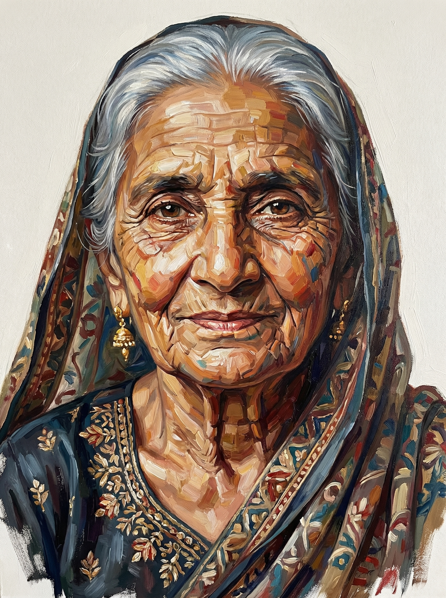 Elderly Woman Portrait (100 Color Diamond Painting)