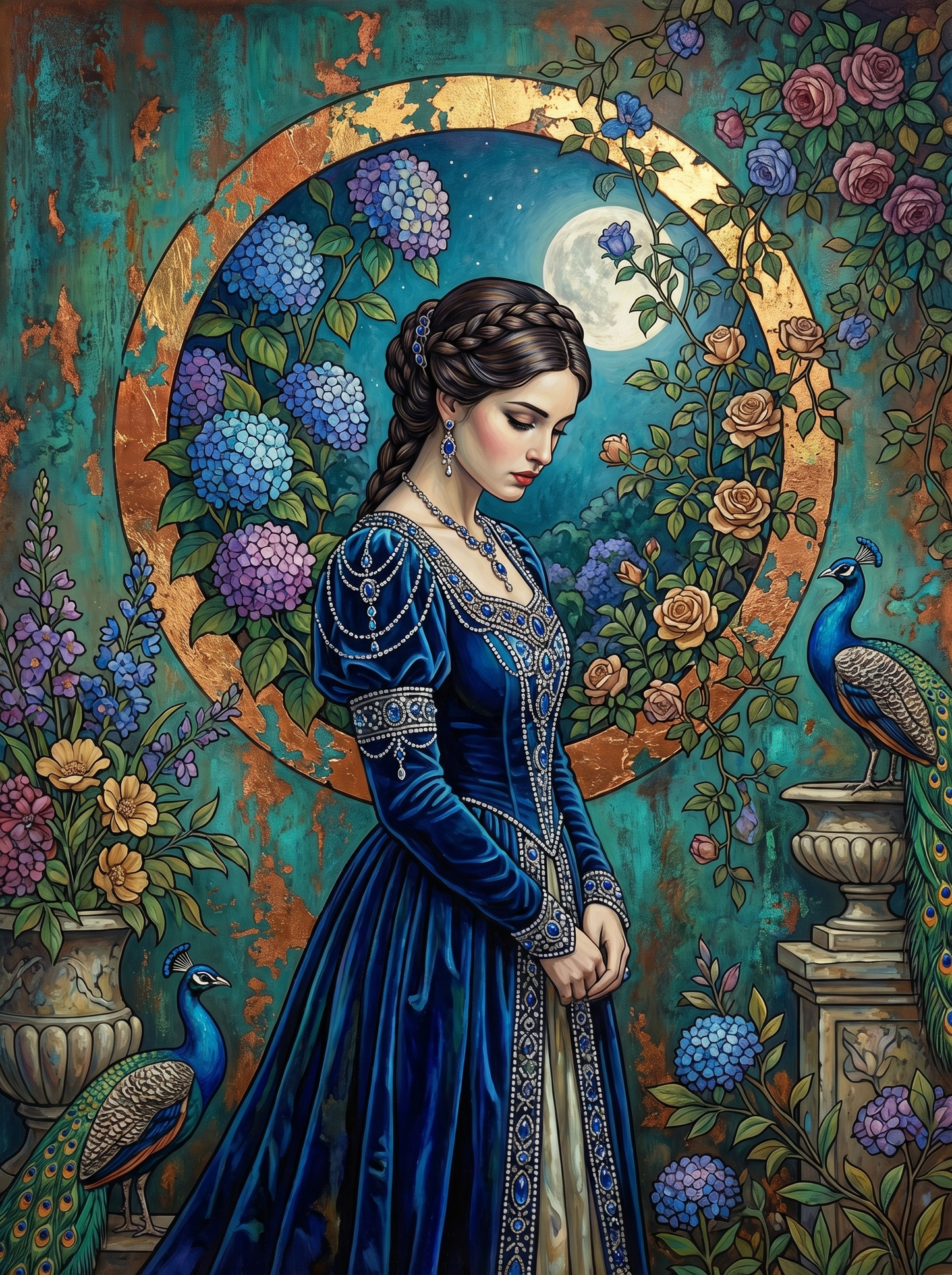 Elegant Woman Vintage Garden (100 Color Diamond Painting) Diamond Painting kit