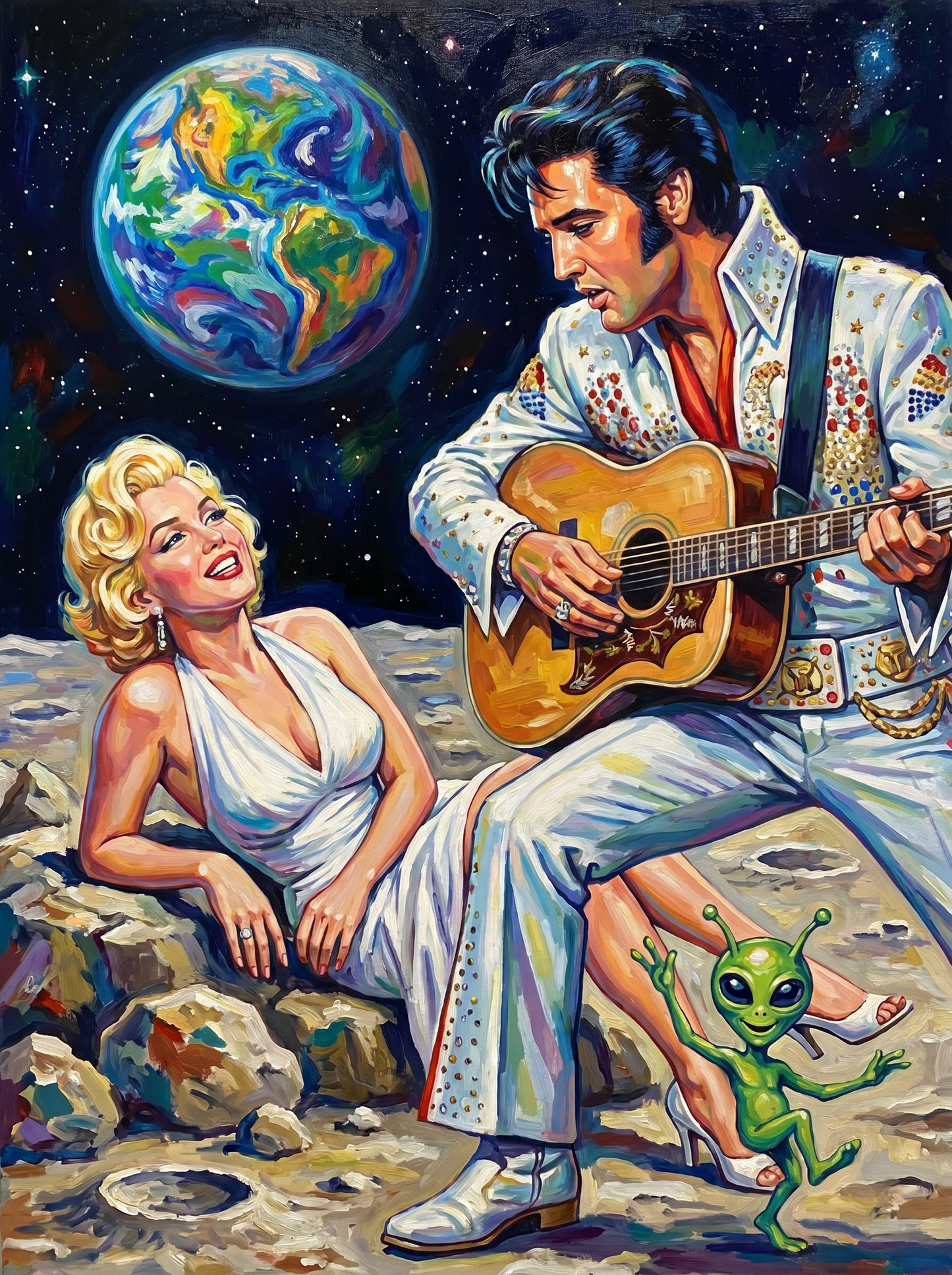 Elvis Marilyn Earthrise (150 Color Diamond Painting)