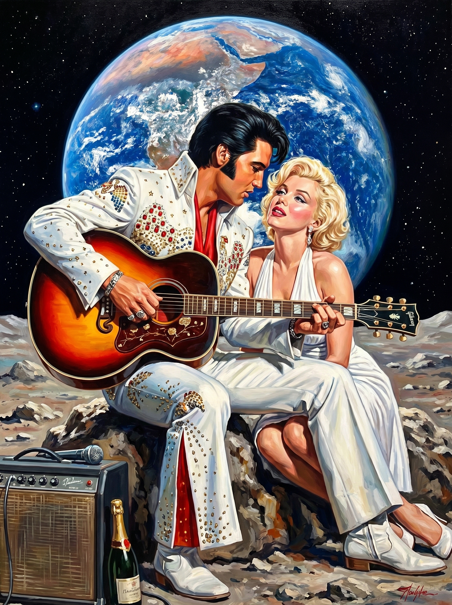 Elvis Marilyn Lunar Duet (150 Color Diamond Painting)