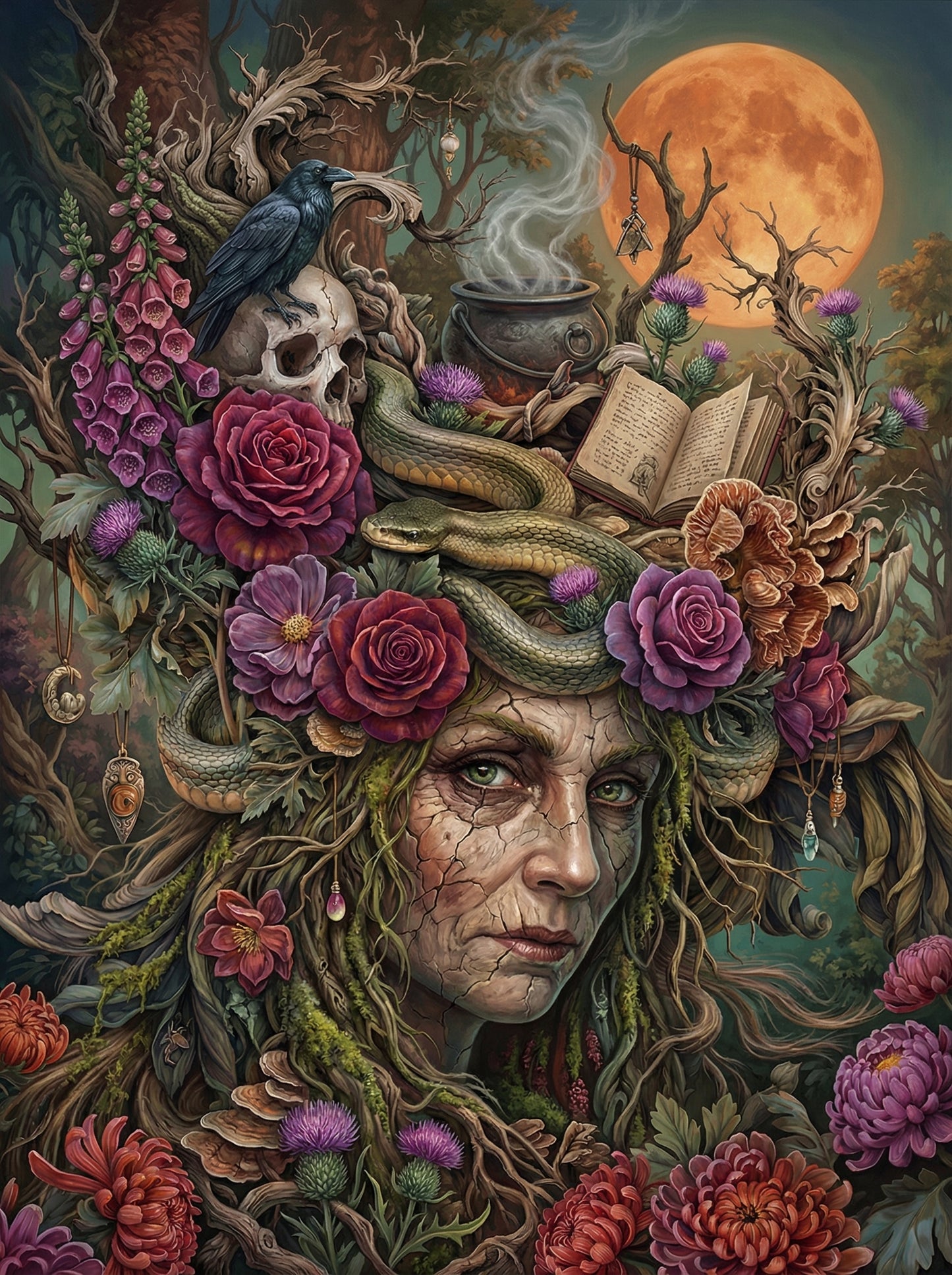 Enchanted Witch Garden (100 Color Diamond Painting)
