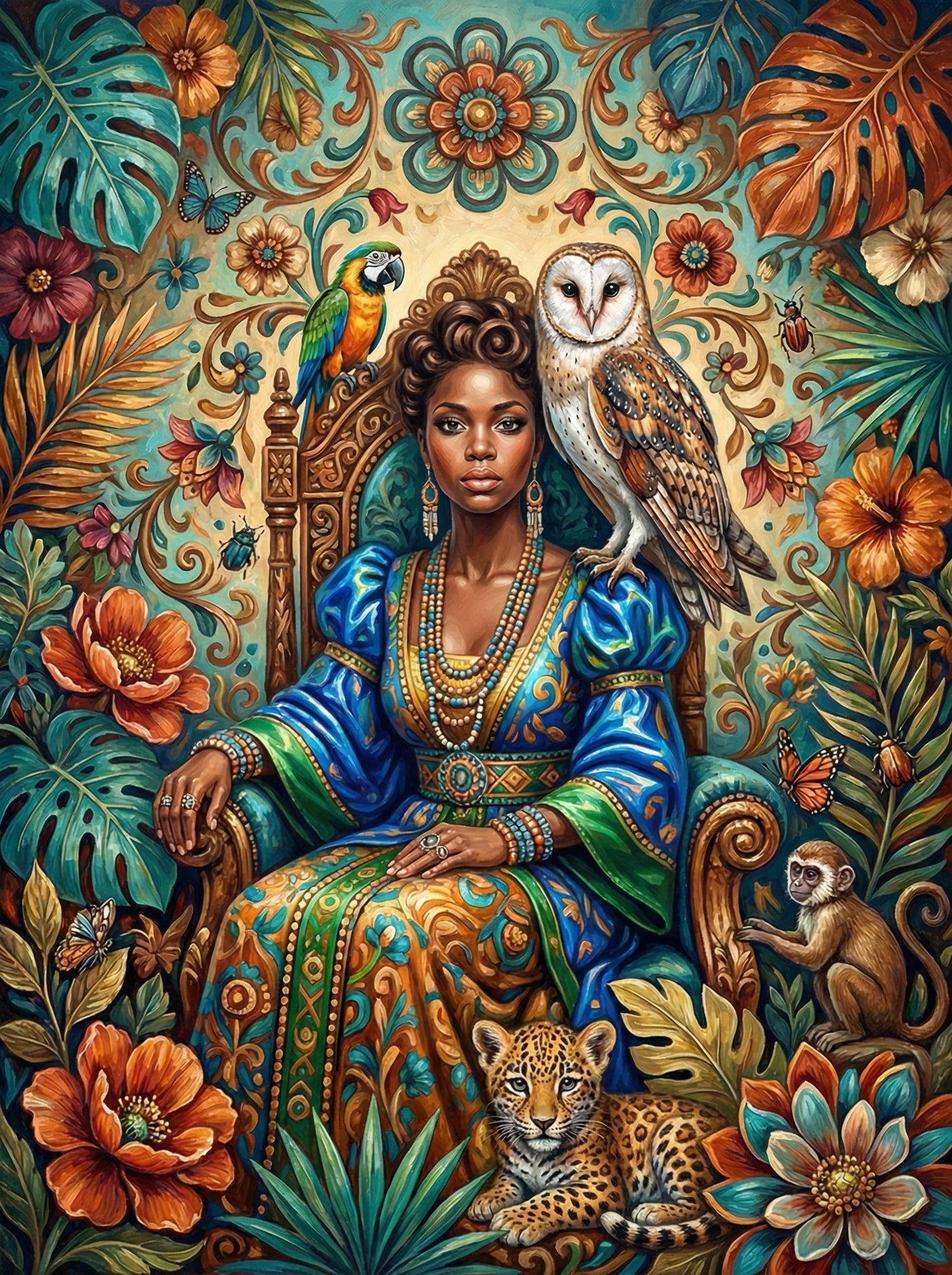 Exotic Woman With Wildlife (100 Color Diamond Painting) Diamond Painting kit