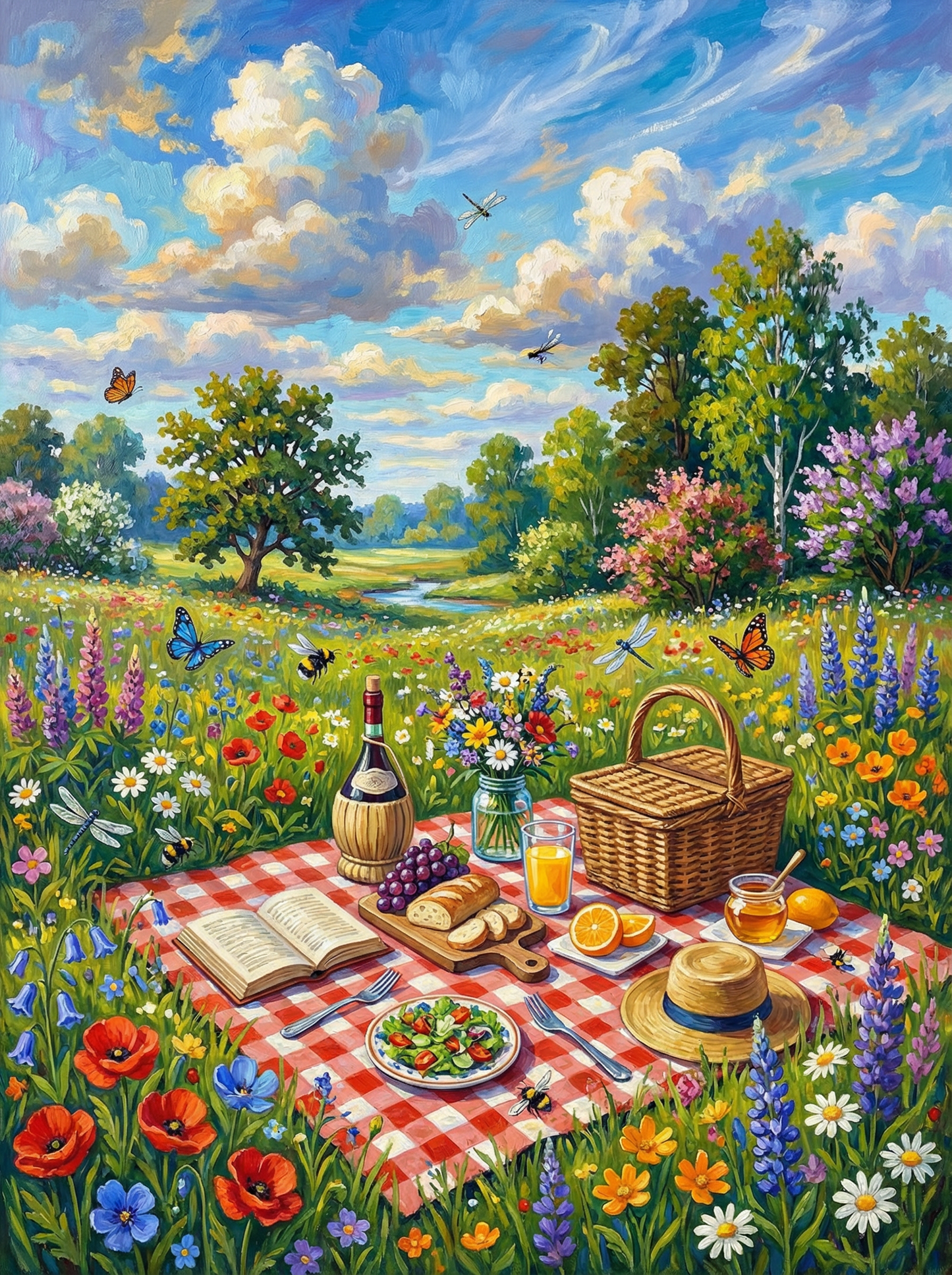 Spring Meadow Wildflower Picnic (Diamond Painting) Diamond Painting kit