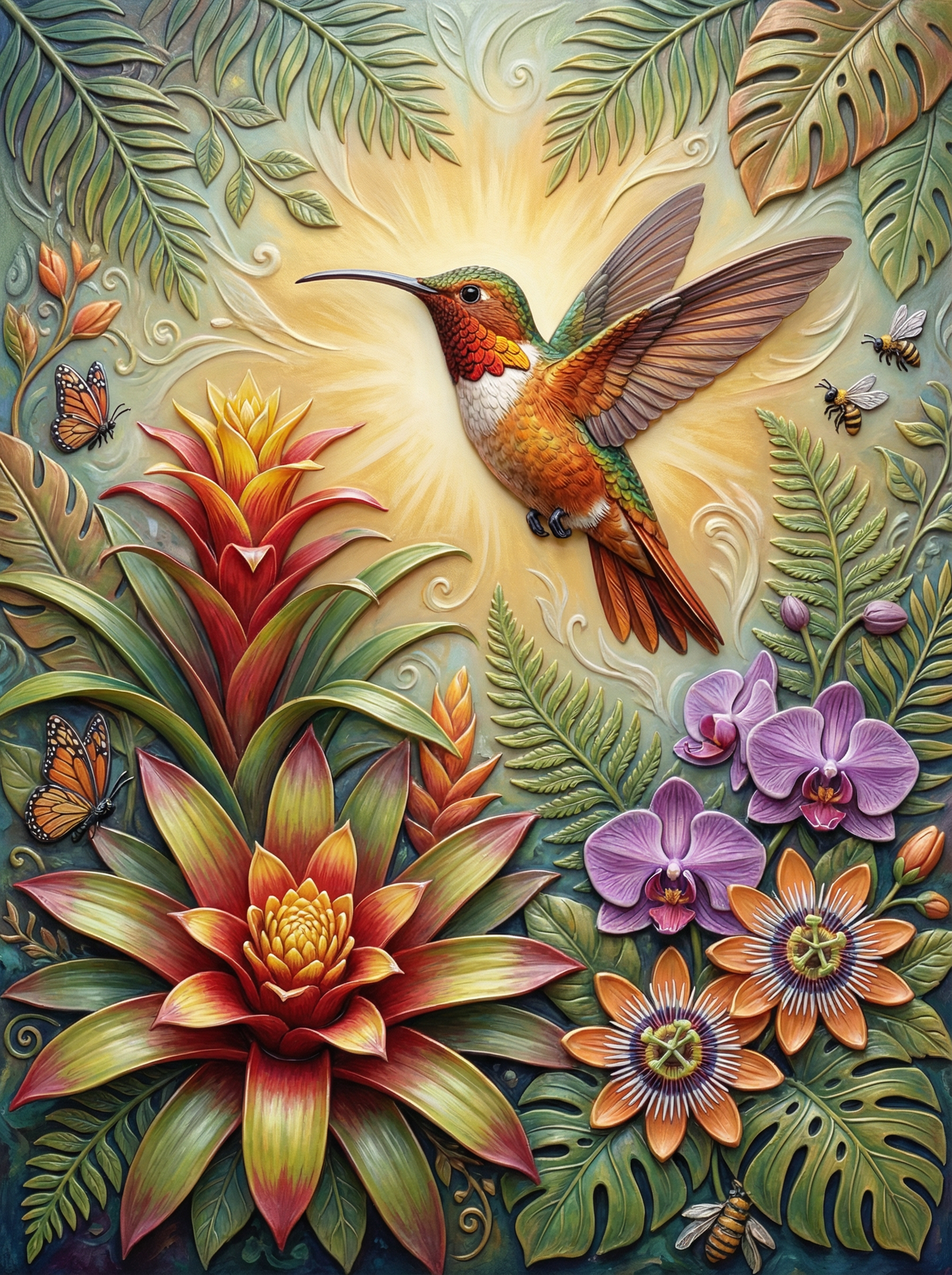 Golden Aura Hummer (Diamond Painting)