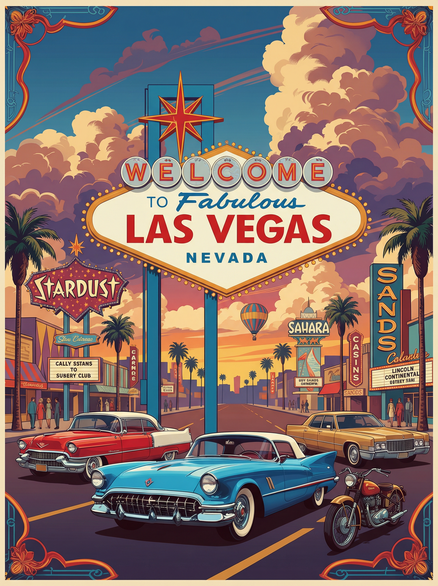 Vintage Las Vegas Boulevard Scene (Board Canvas)