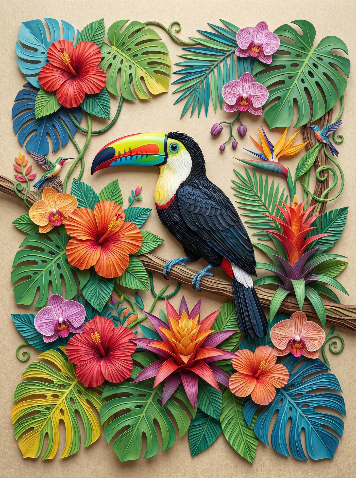 Tropical Toucan Bloom (Diamond Painting) Diamond Painting kit