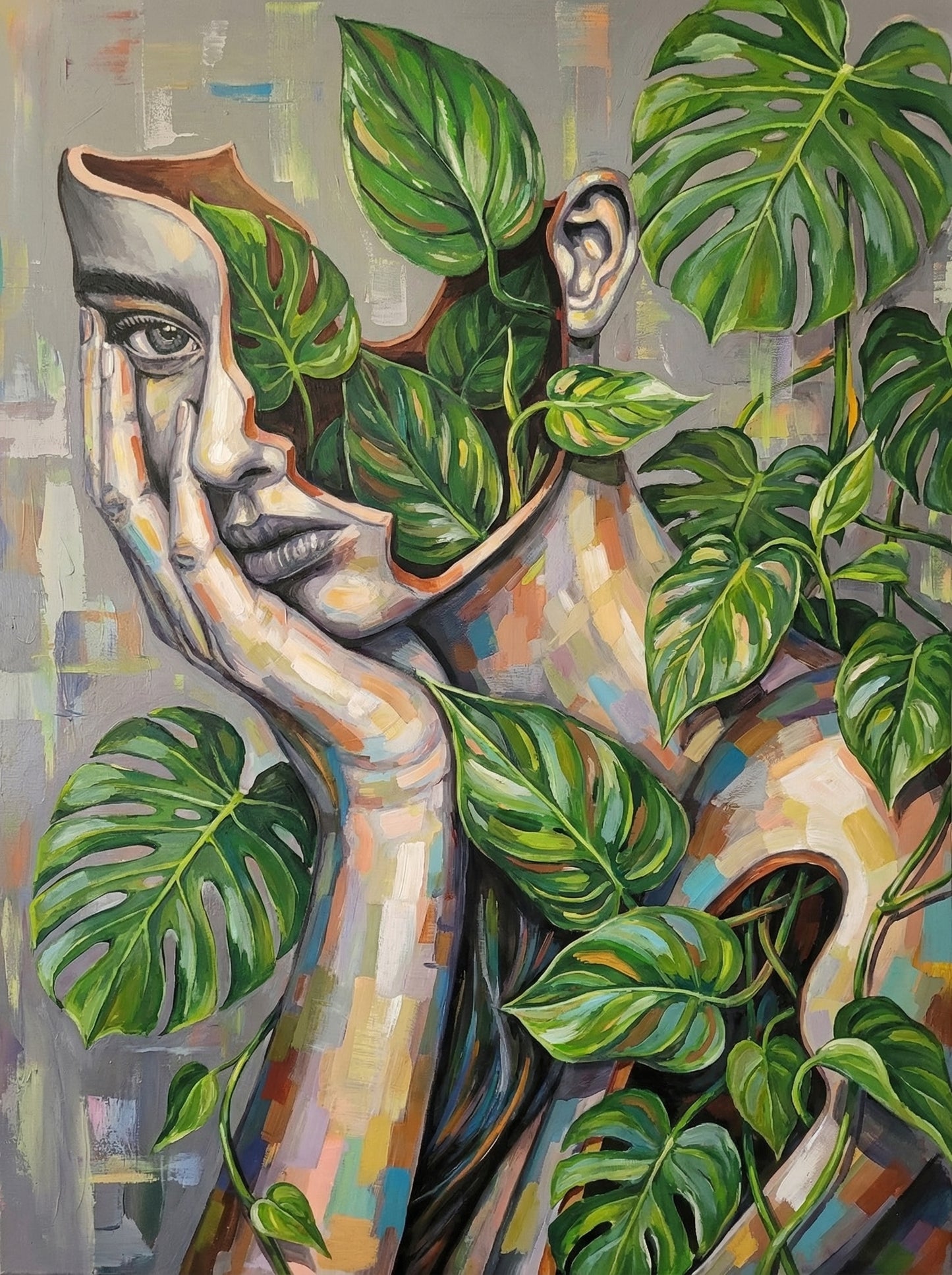 Face Monstera Leaves (Diamond Painting) Diamond Painting kit