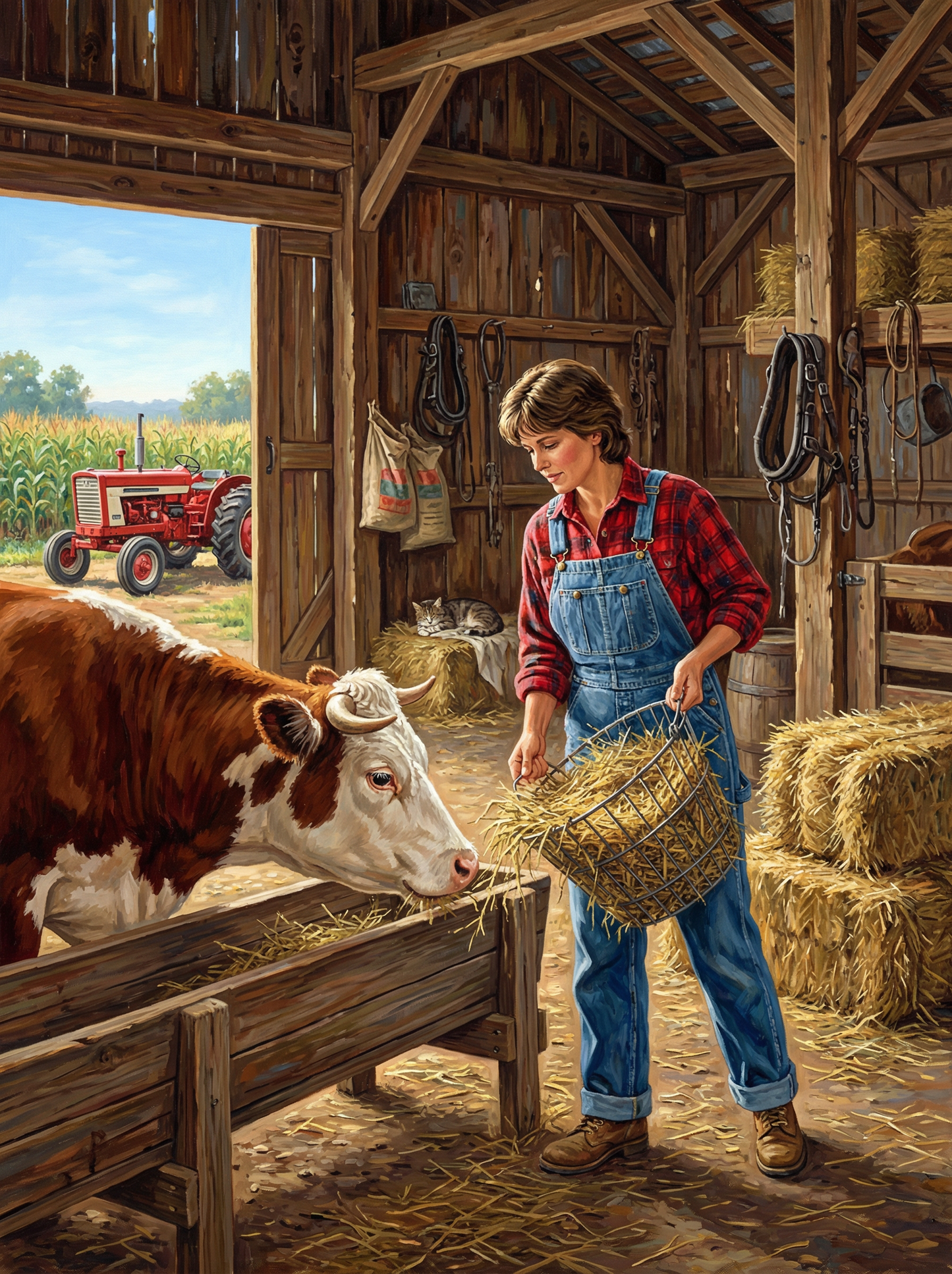 Farmer Woman With Cow (Diamond Painting) Diamond Painting kit