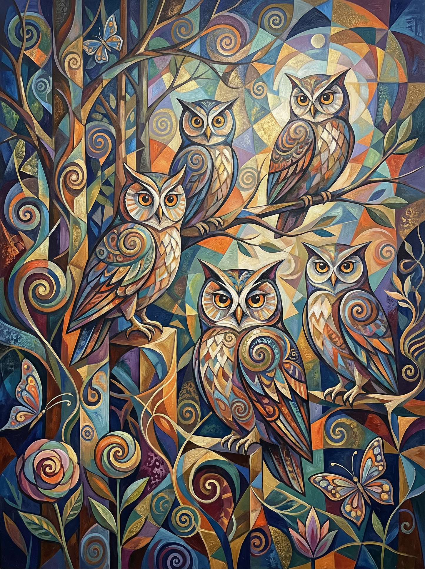 Twilight Wisdom Owls (Diamond Painting)