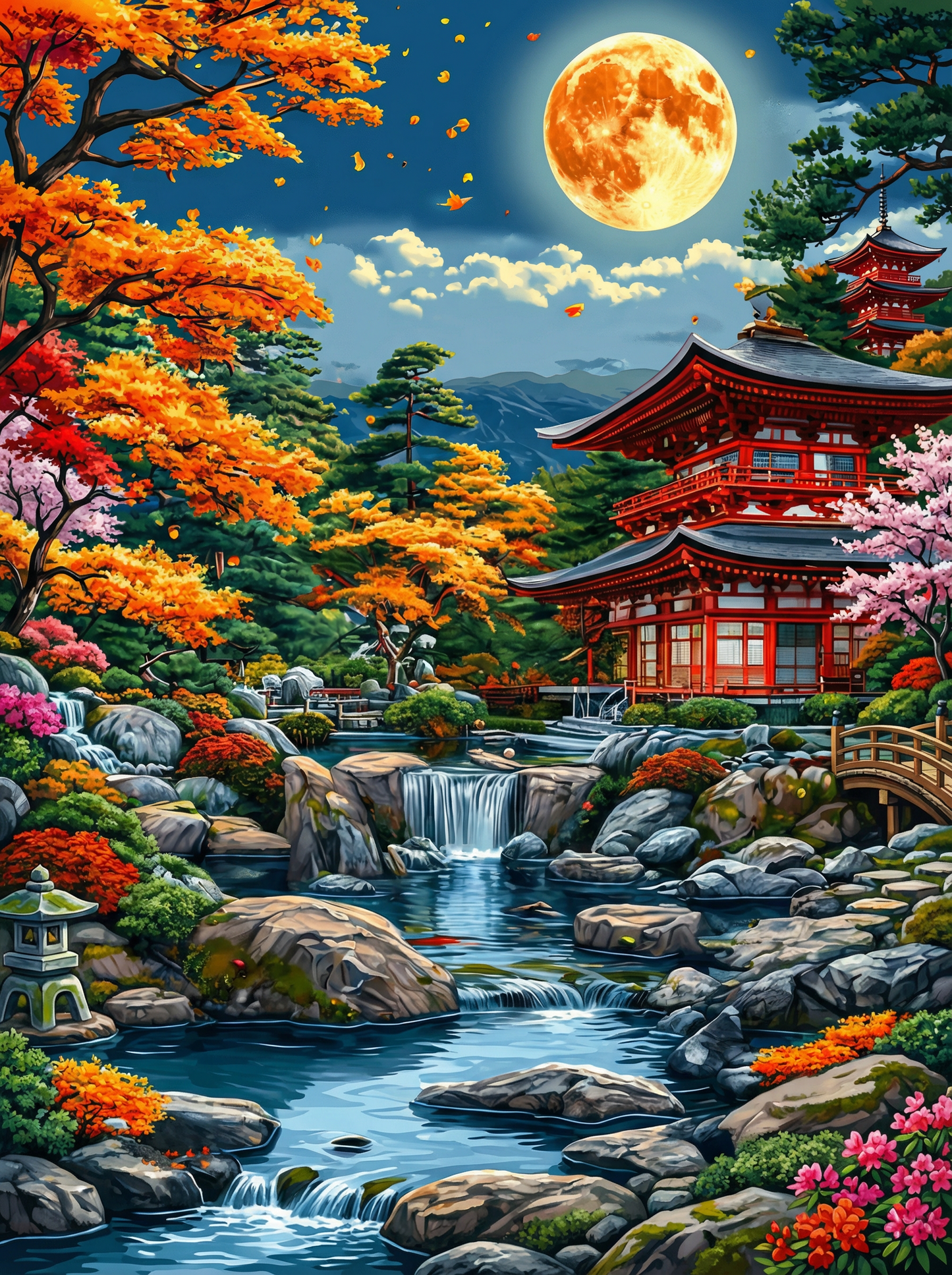 Moonlit Kyoto Garden (Diamond Painting) Diamond Painting kit