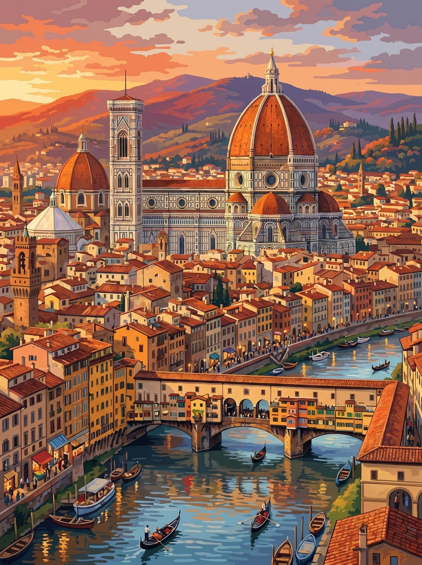 Florence Duomo Sunset (150 Color Diamond Painting)
