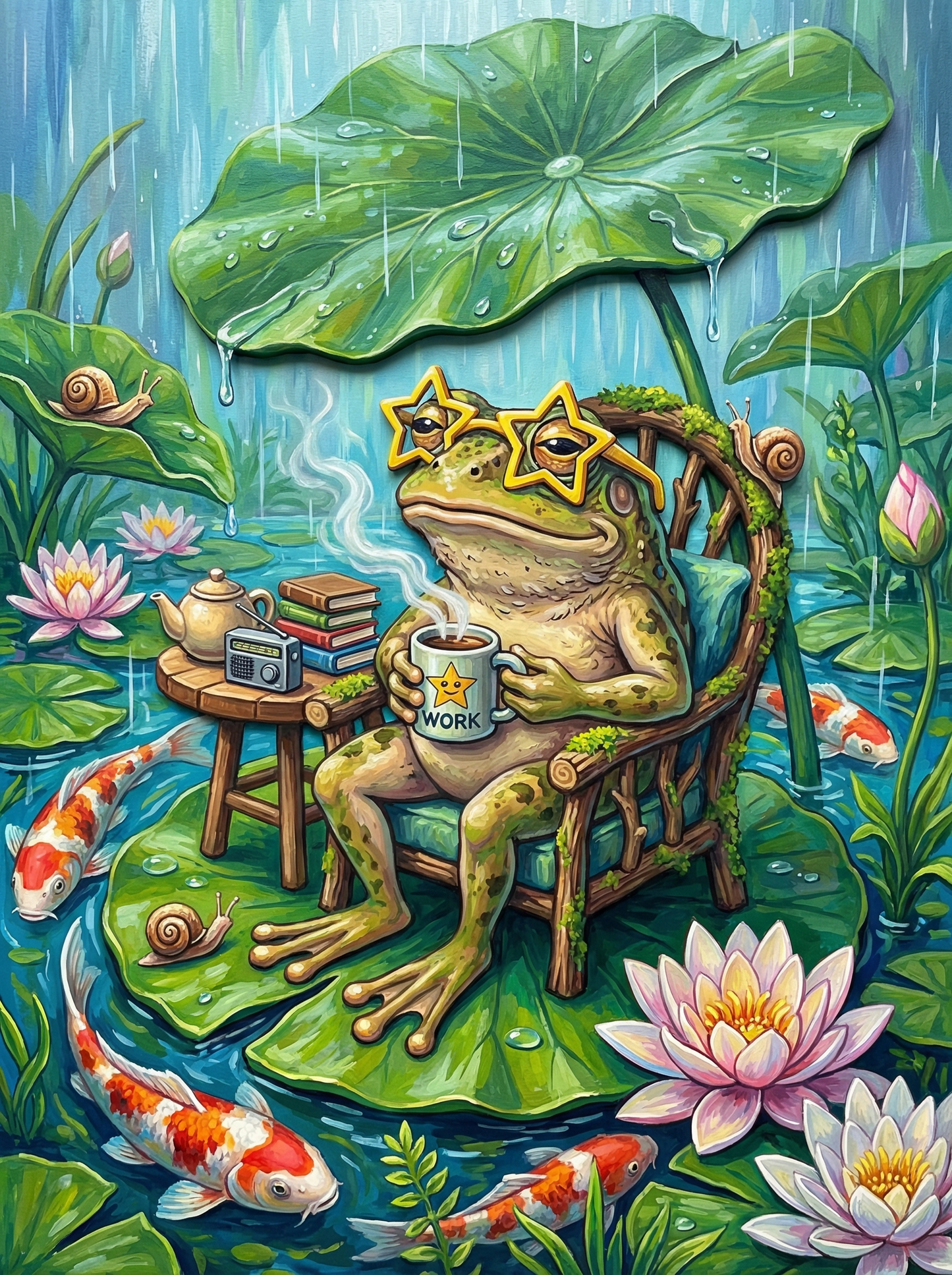 Frog Lily Pad Coffee Break (100 Color Diamond Painting) Diamond Painting kit