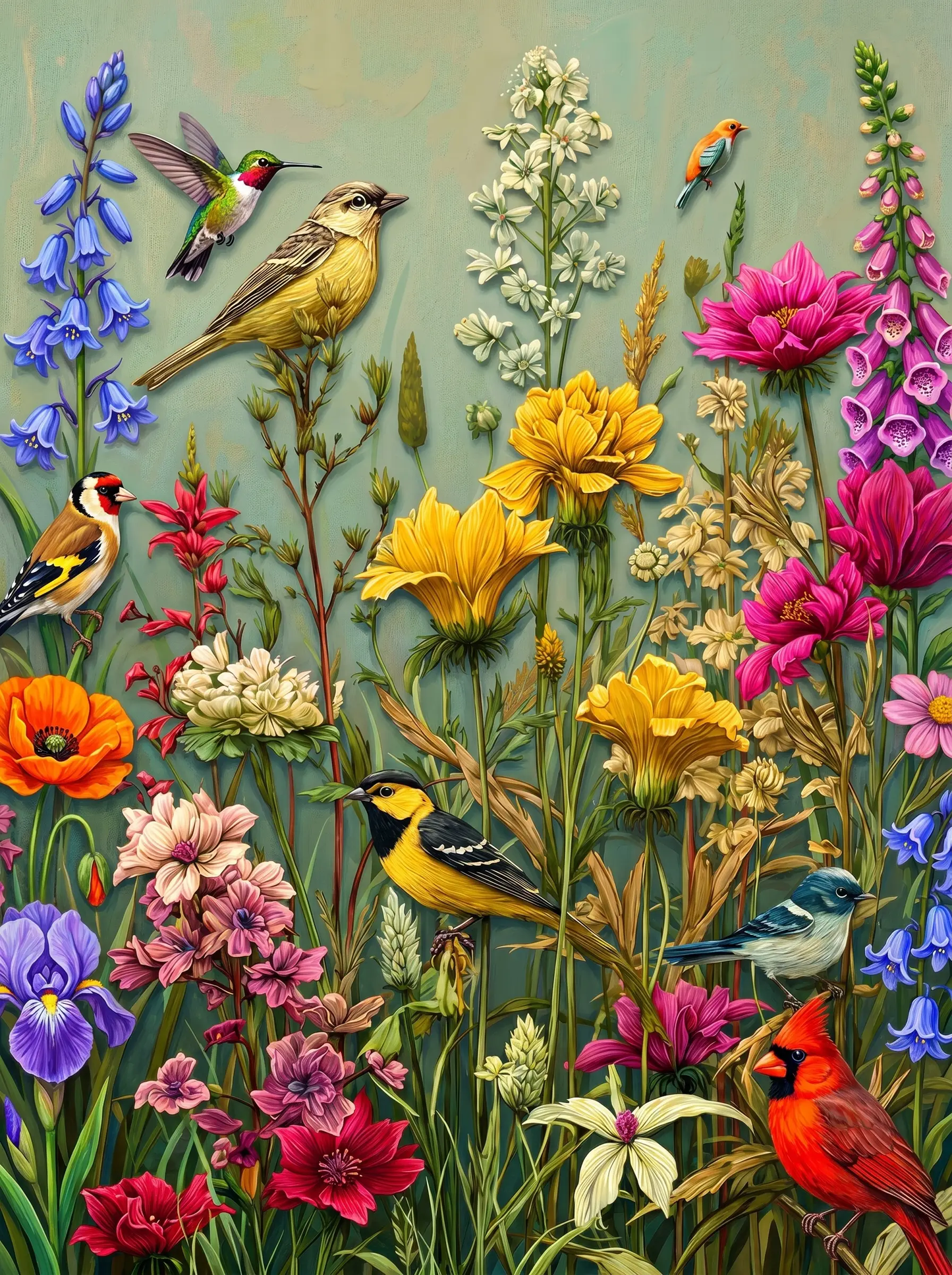 Garden Birds Wildflower Meadow (Diamond Painting)