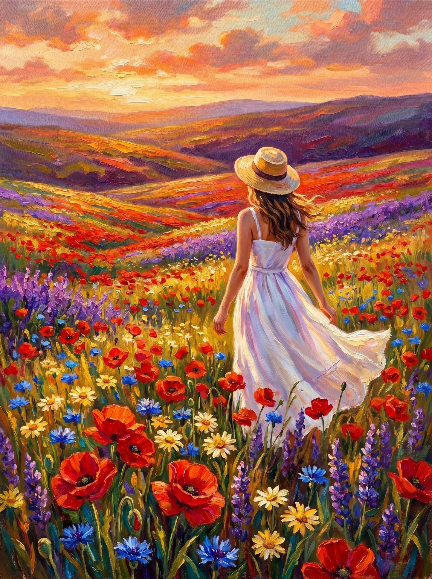Girl in Poppy Field (Diamond Painting)