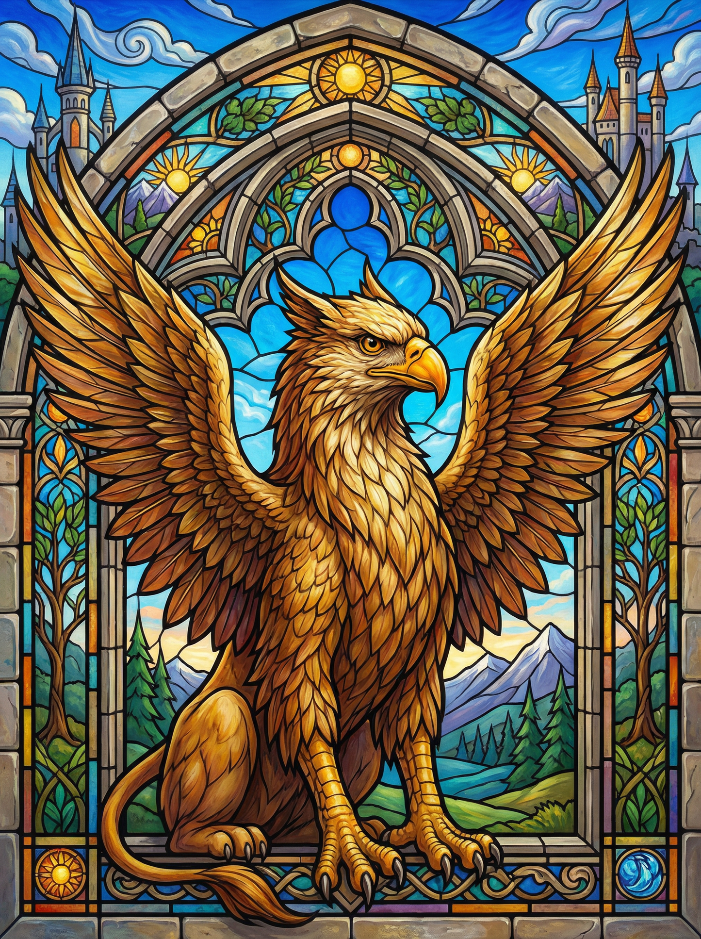 Golden Griffin Cathedral (Diamond Painting)