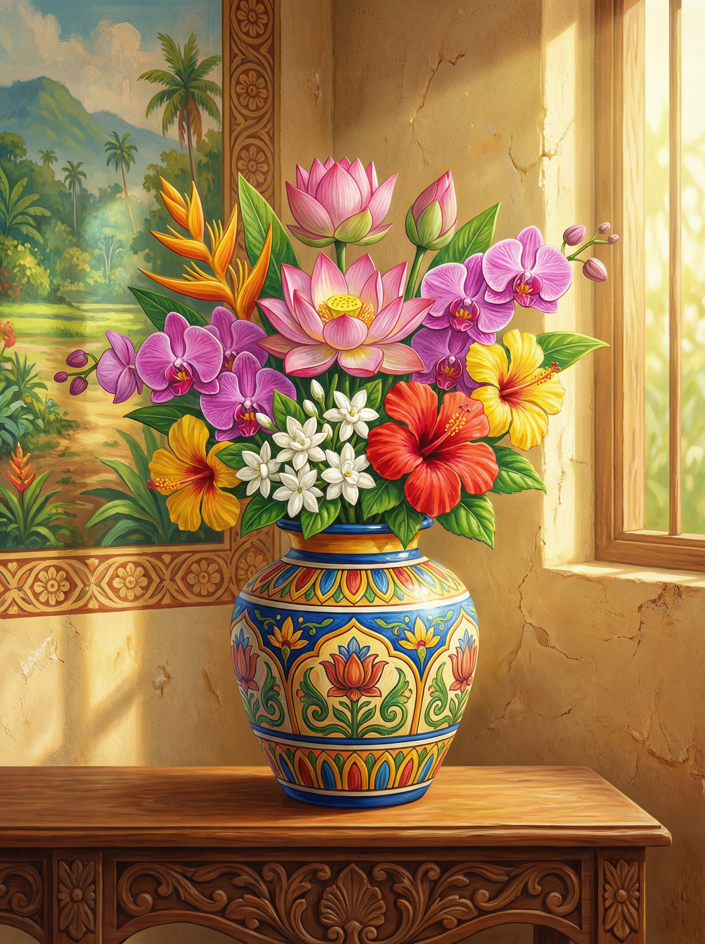 Golden Hour Lotus Arrangement (Diamond Painting) Diamond Painting kit
