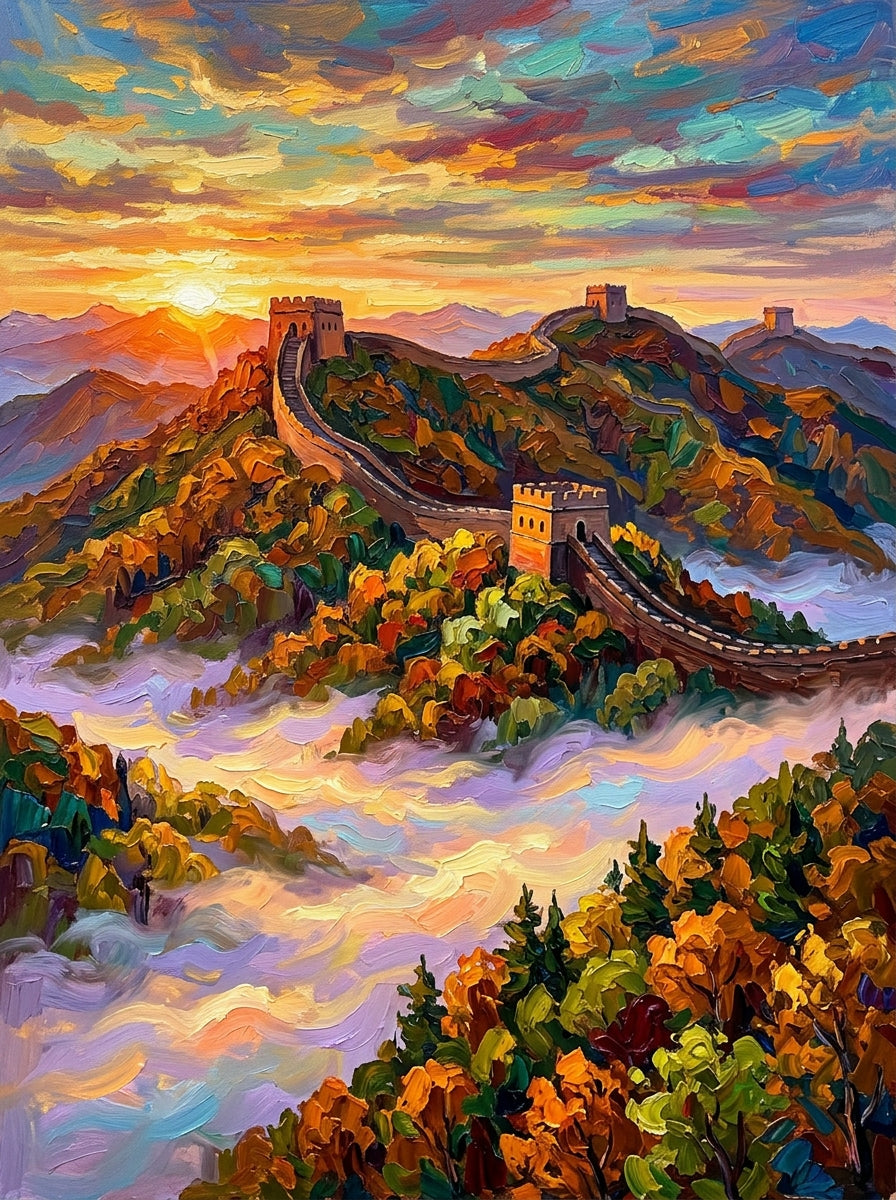 Great Wall Sunrise (150 Color Diamond Painting)