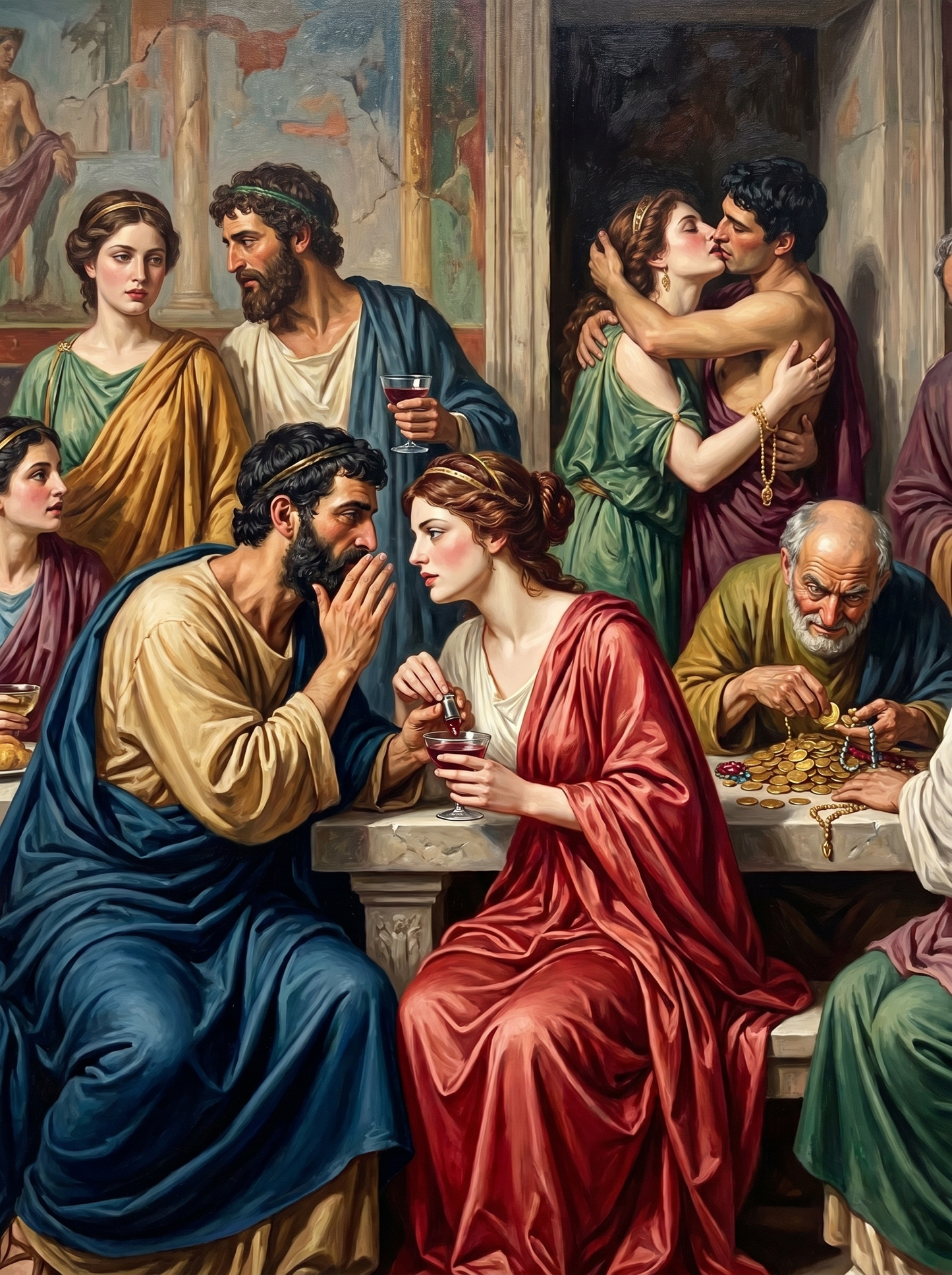 Greek Family Courtyard (150 Color Diamond Painting)