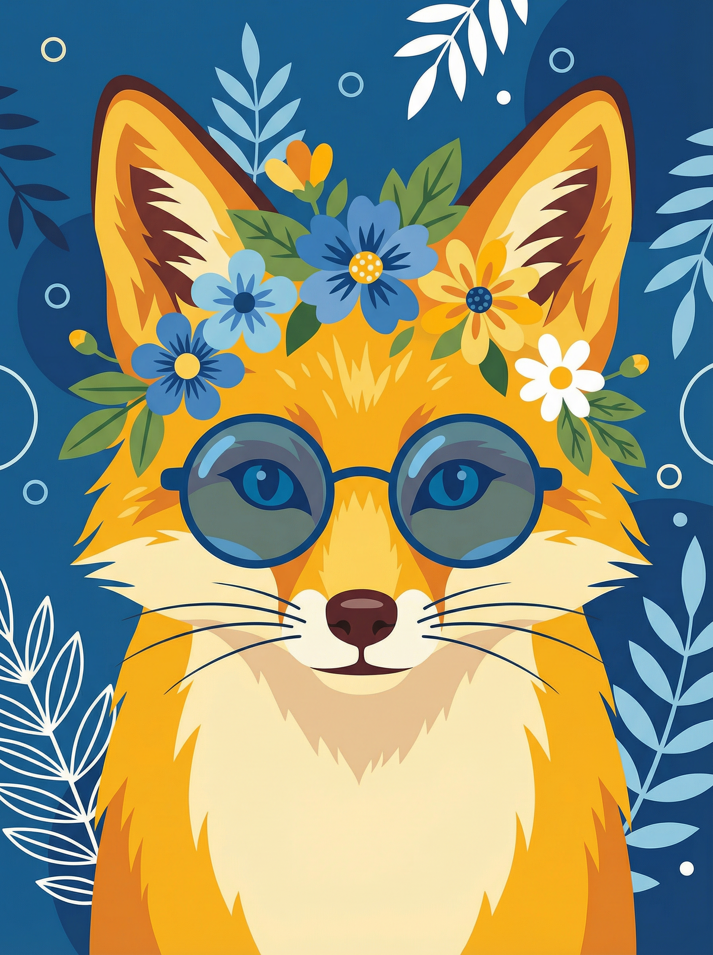 Blue Blossom Fox (Diamond Painting)