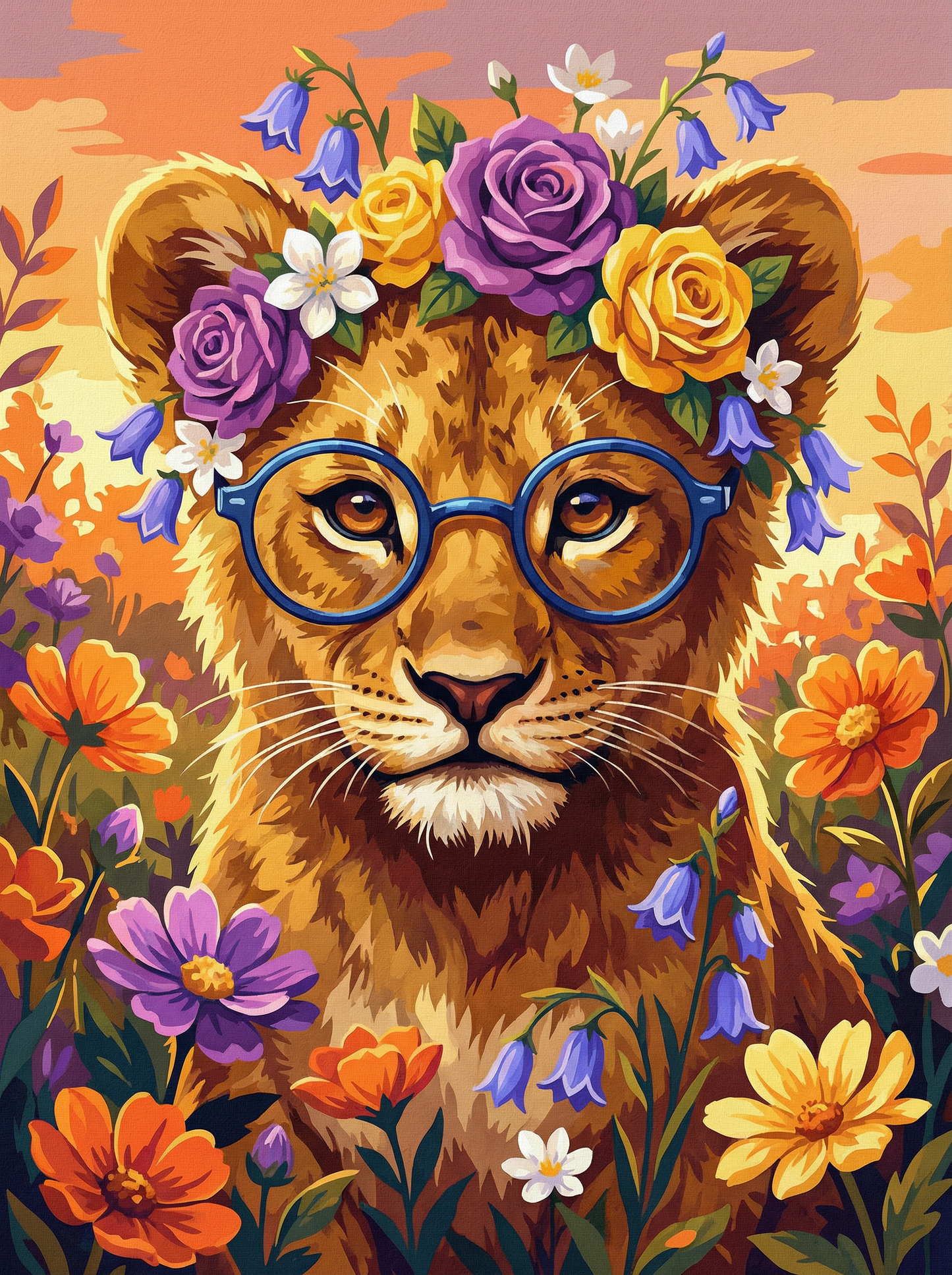 Sunset Lion Bloom (Diamond Painting) Diamond Painting kit