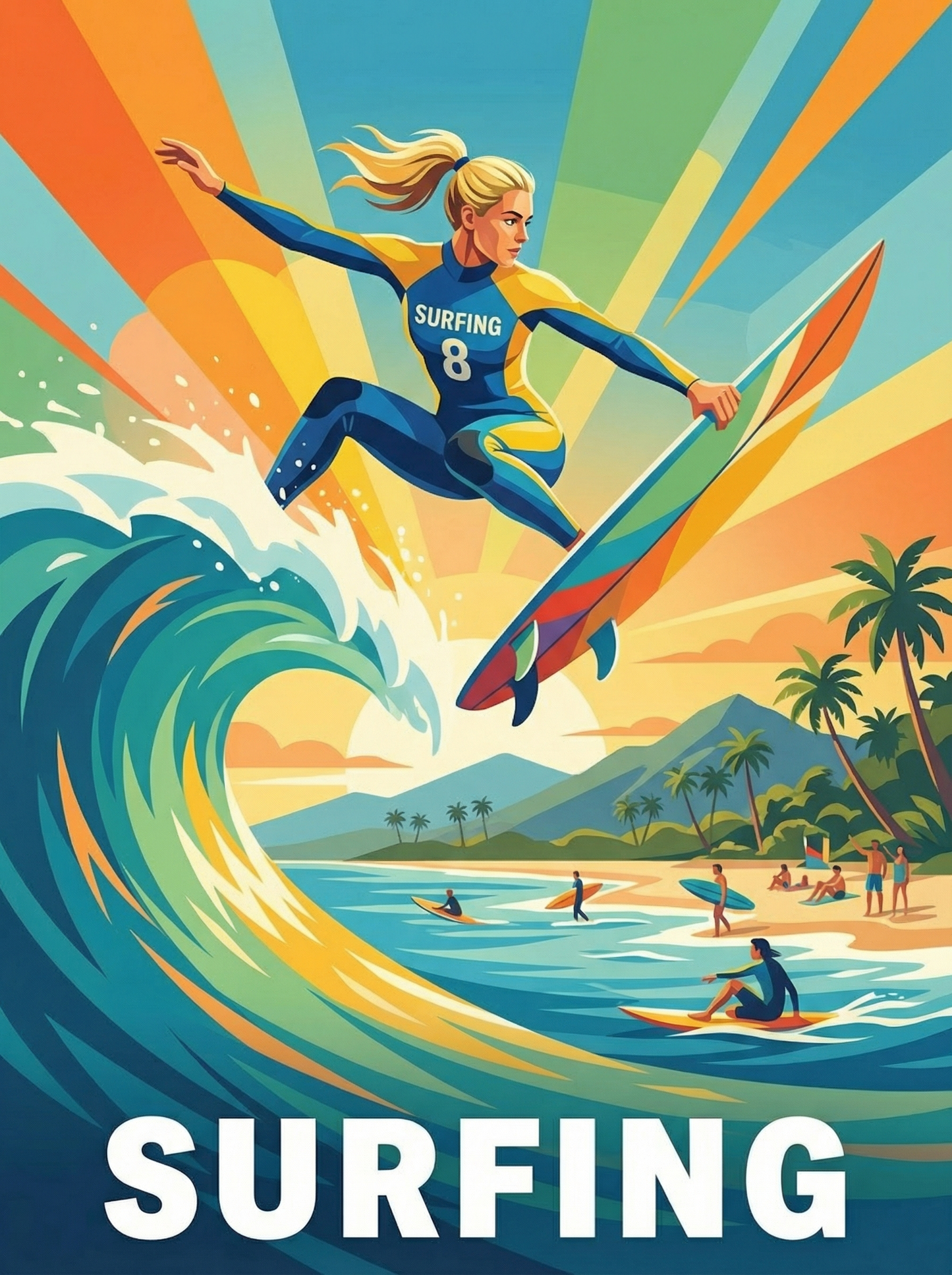 Surfing Dawn Flight (Diamond Painting) Diamond Painting kit