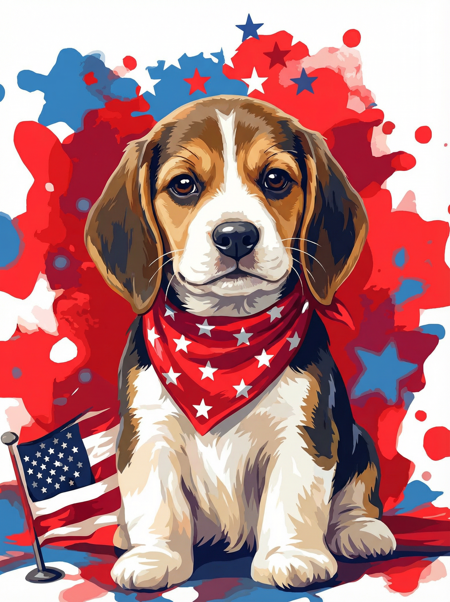 Patriotic Beagle Puppy (Diamond Painting)