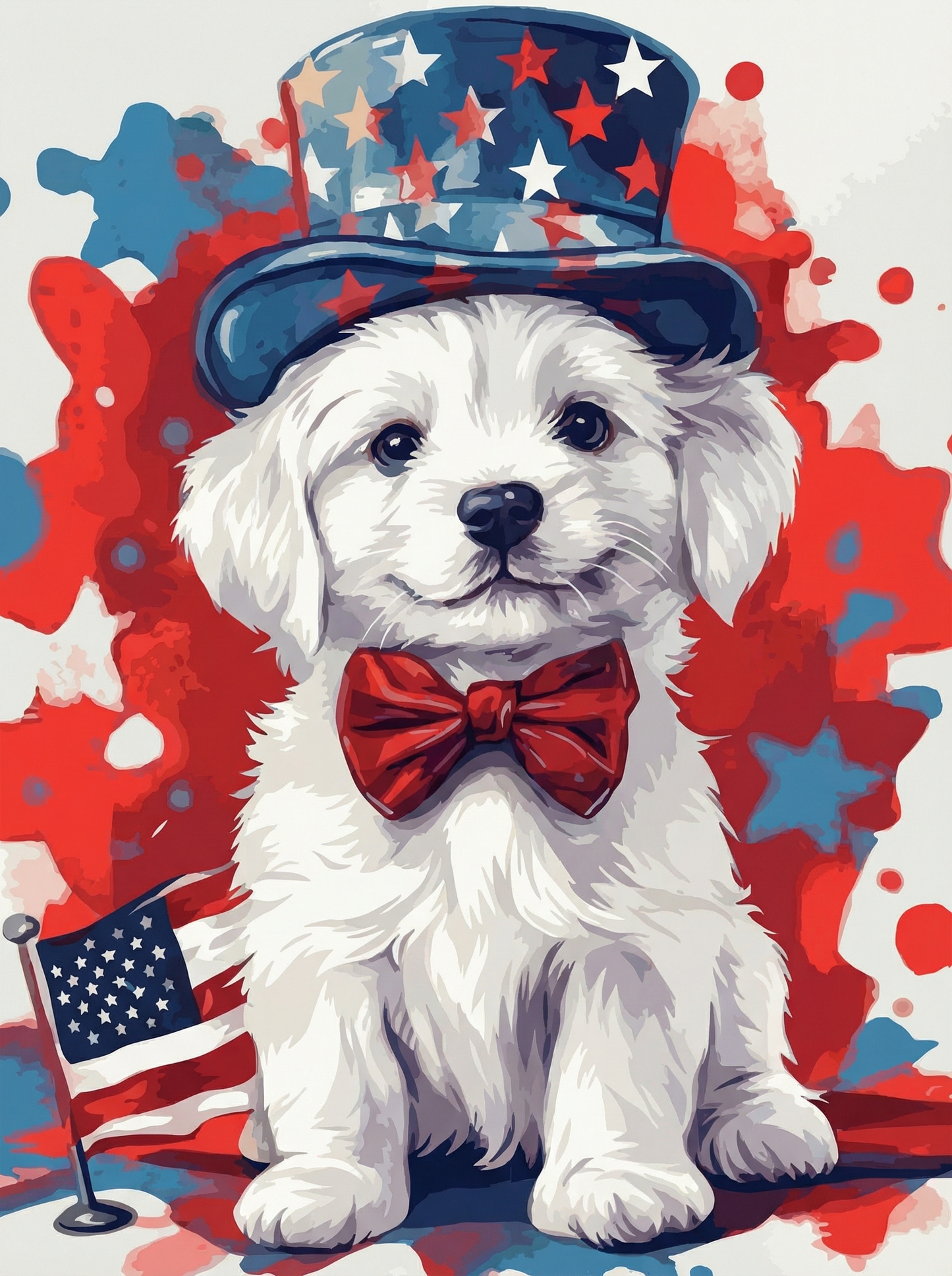 Patriotic Maltese Puppy (Diamond Painting) Diamond Painting kit