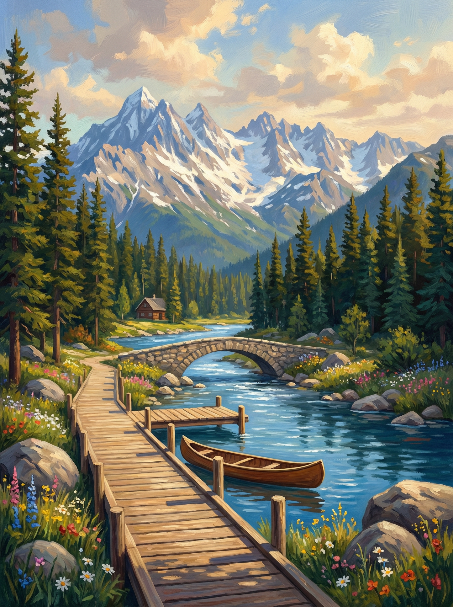 Mountain River Crossing (Diamond Painting) Diamond Painting kit