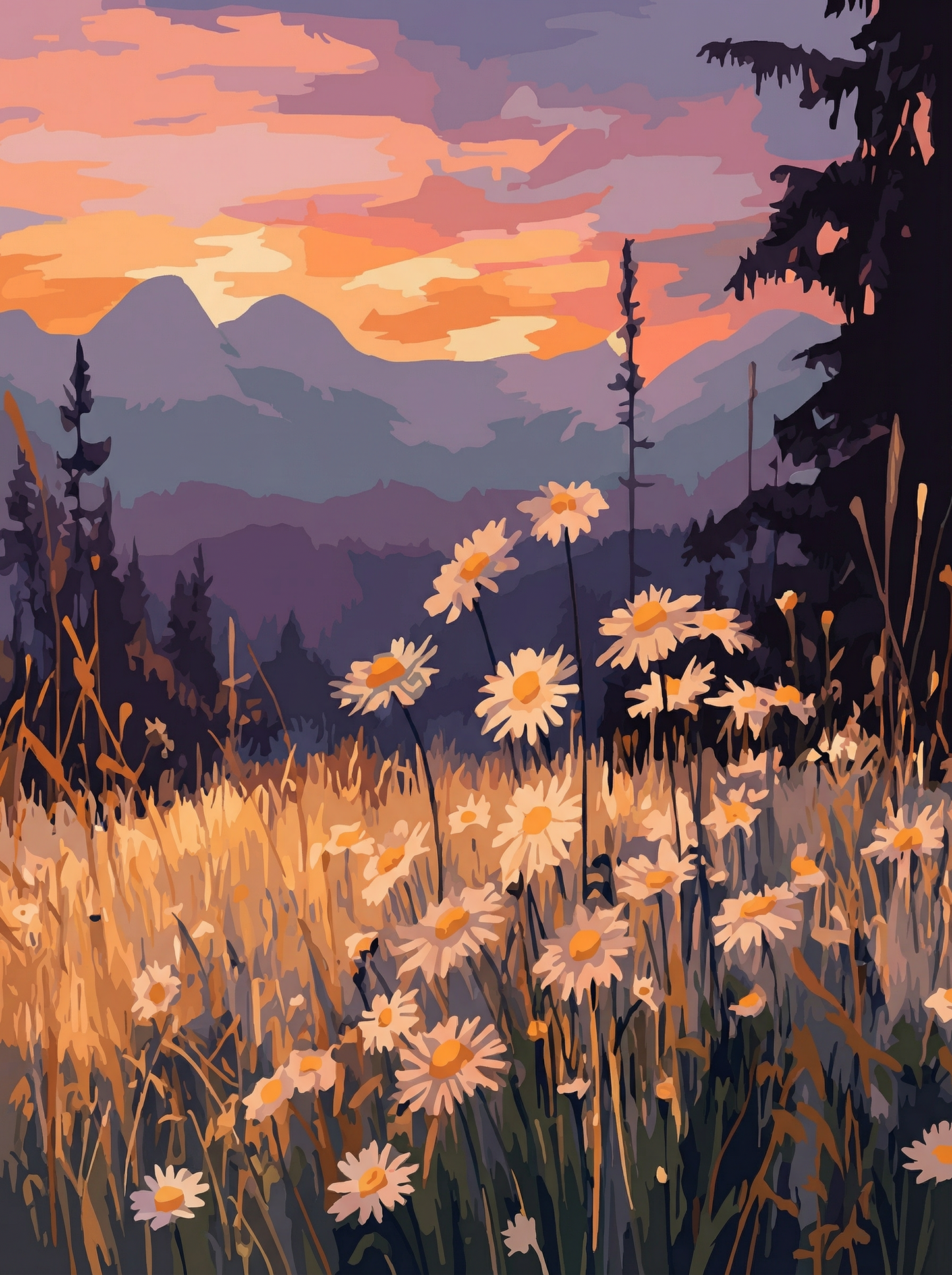Daisy Meadow Dusk (Diamond Painting) Diamond Painting kit