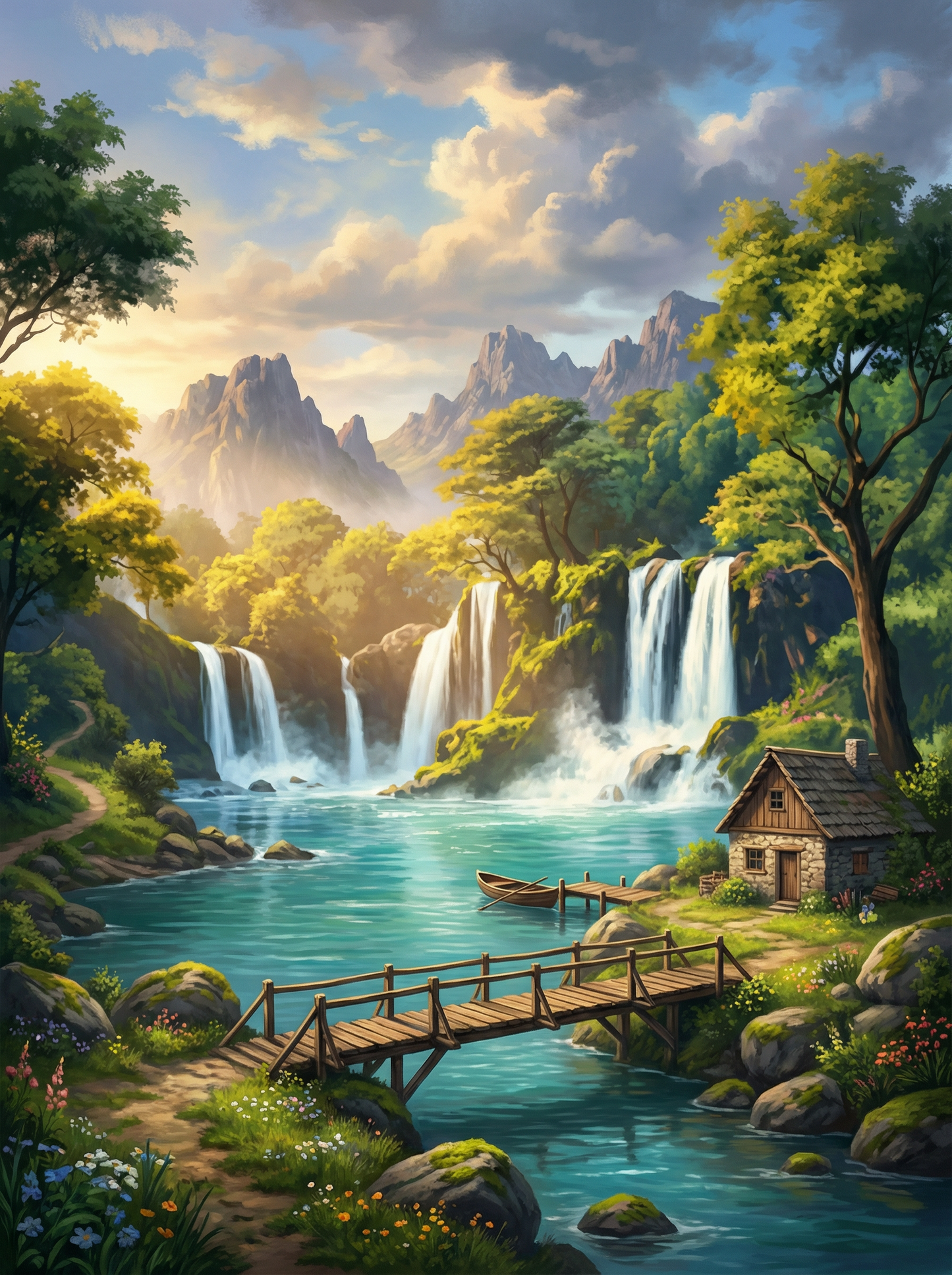Emerald Falls Haven (Diamond Painting) Diamond Painting kit