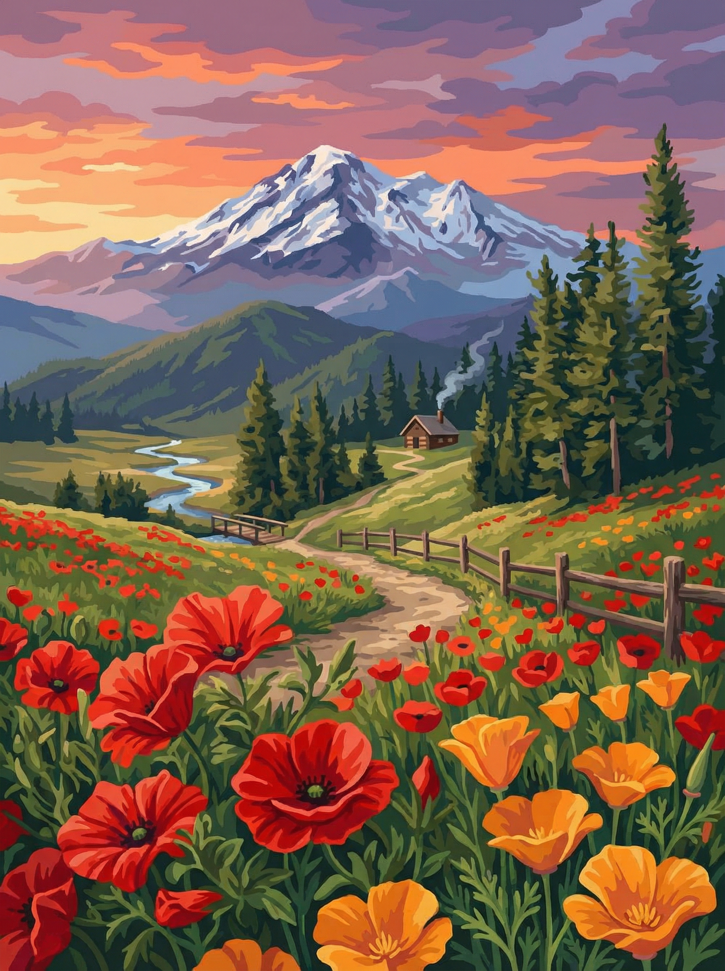 Highland Poppy Path (Diamond Painting) Diamond Painting kit