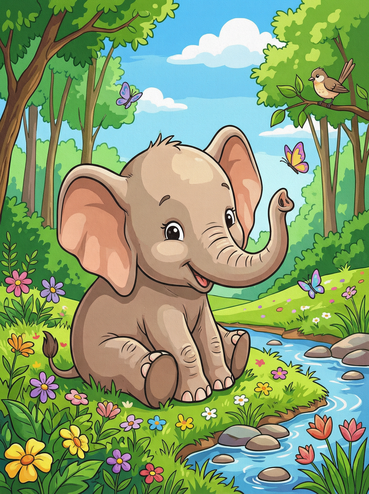 Forest Joyful Elephant (Diamond Painting) Diamond Painting kit