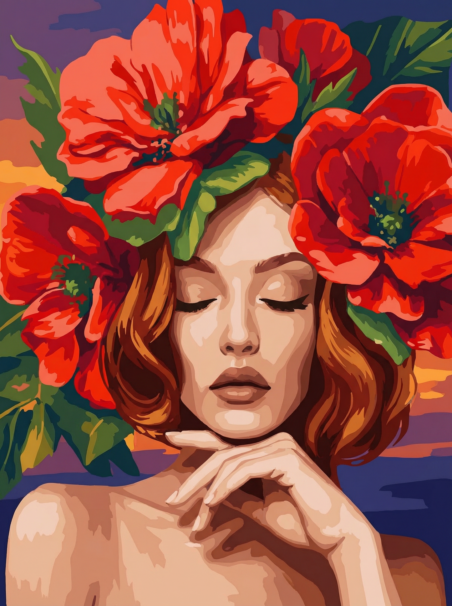 Floral Serenity Portrait (Diamond Painting) Diamond Painting kit