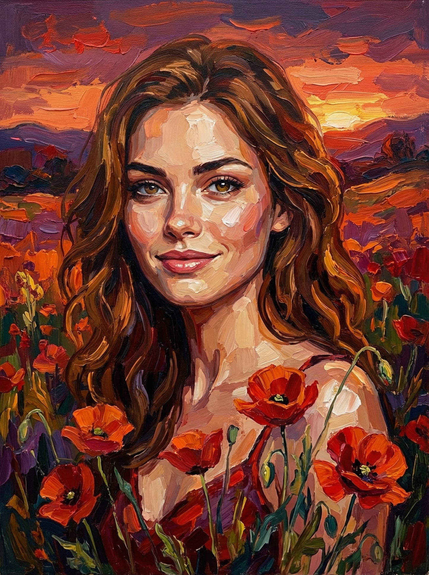 Crimson Sunset Muse (Diamond Painting) Diamond Painting kit