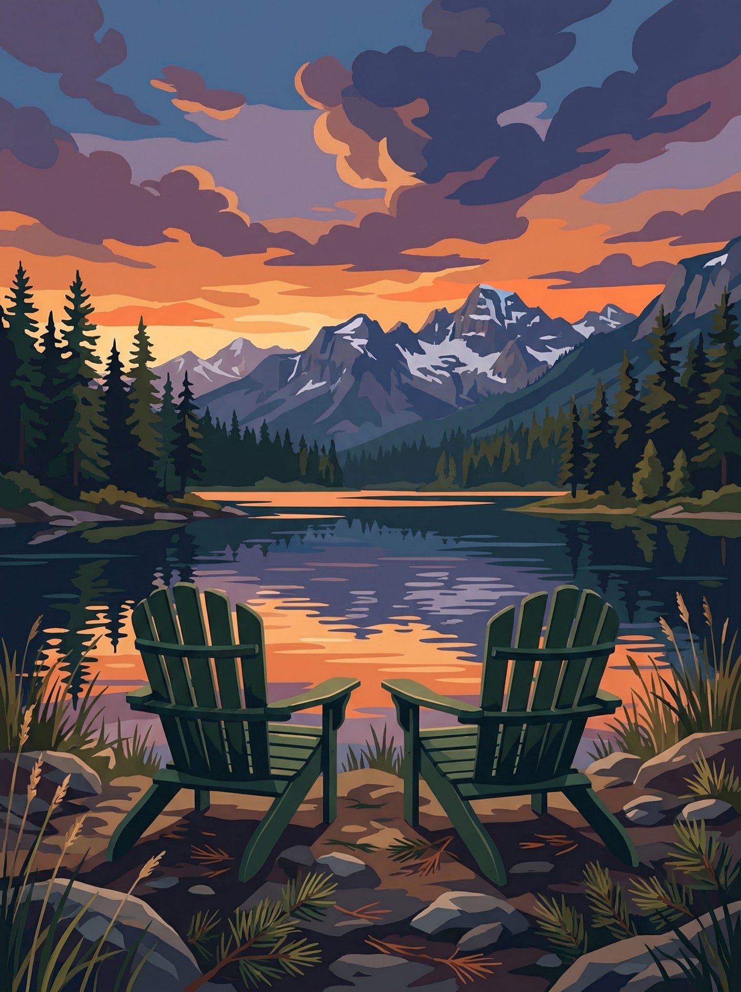 Alpine Sunset Chairs (Diamond Painting) Diamond Painting kit