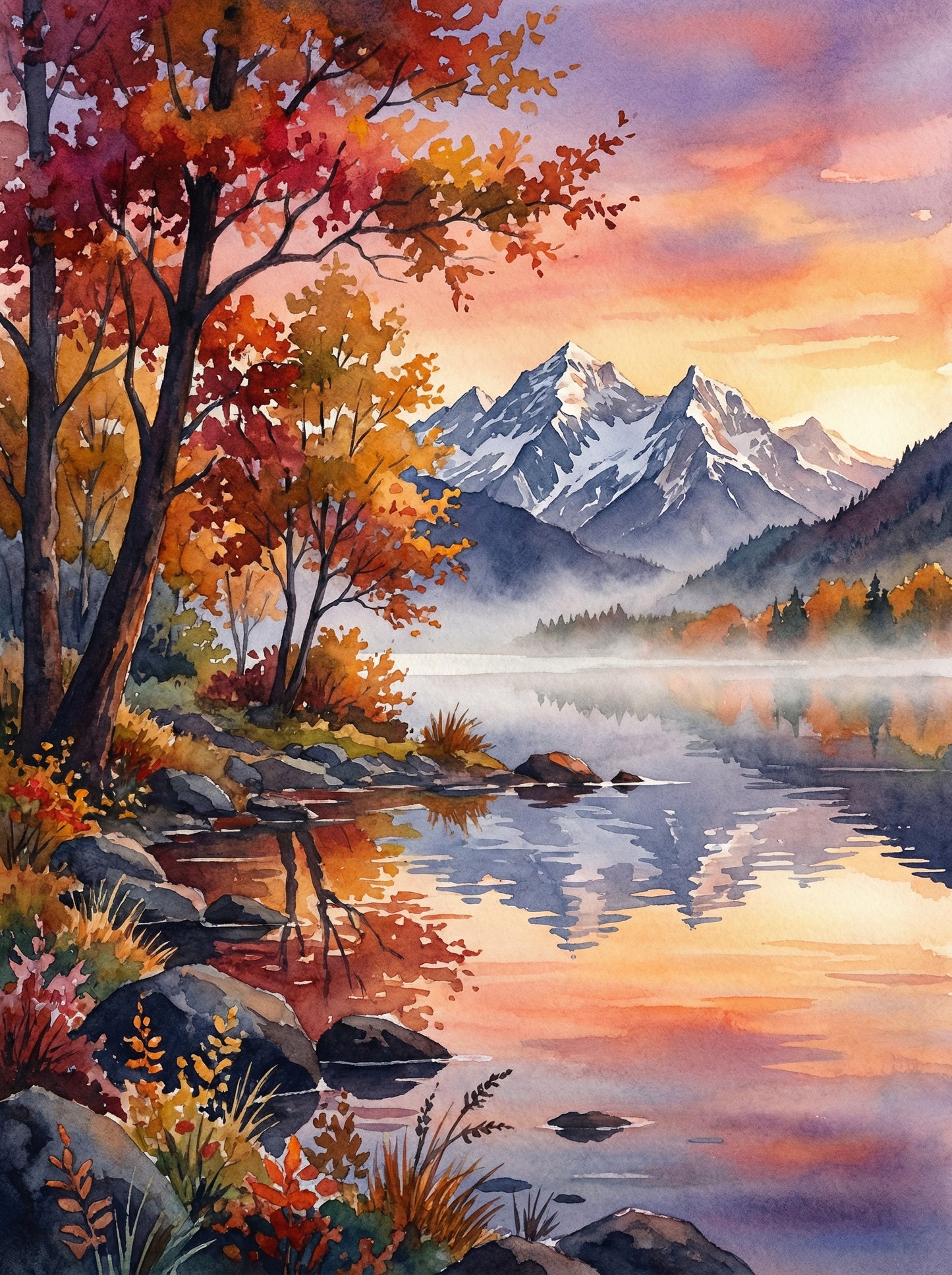Alpine Autumn Reflection (Diamond Painting) Diamond Painting kit