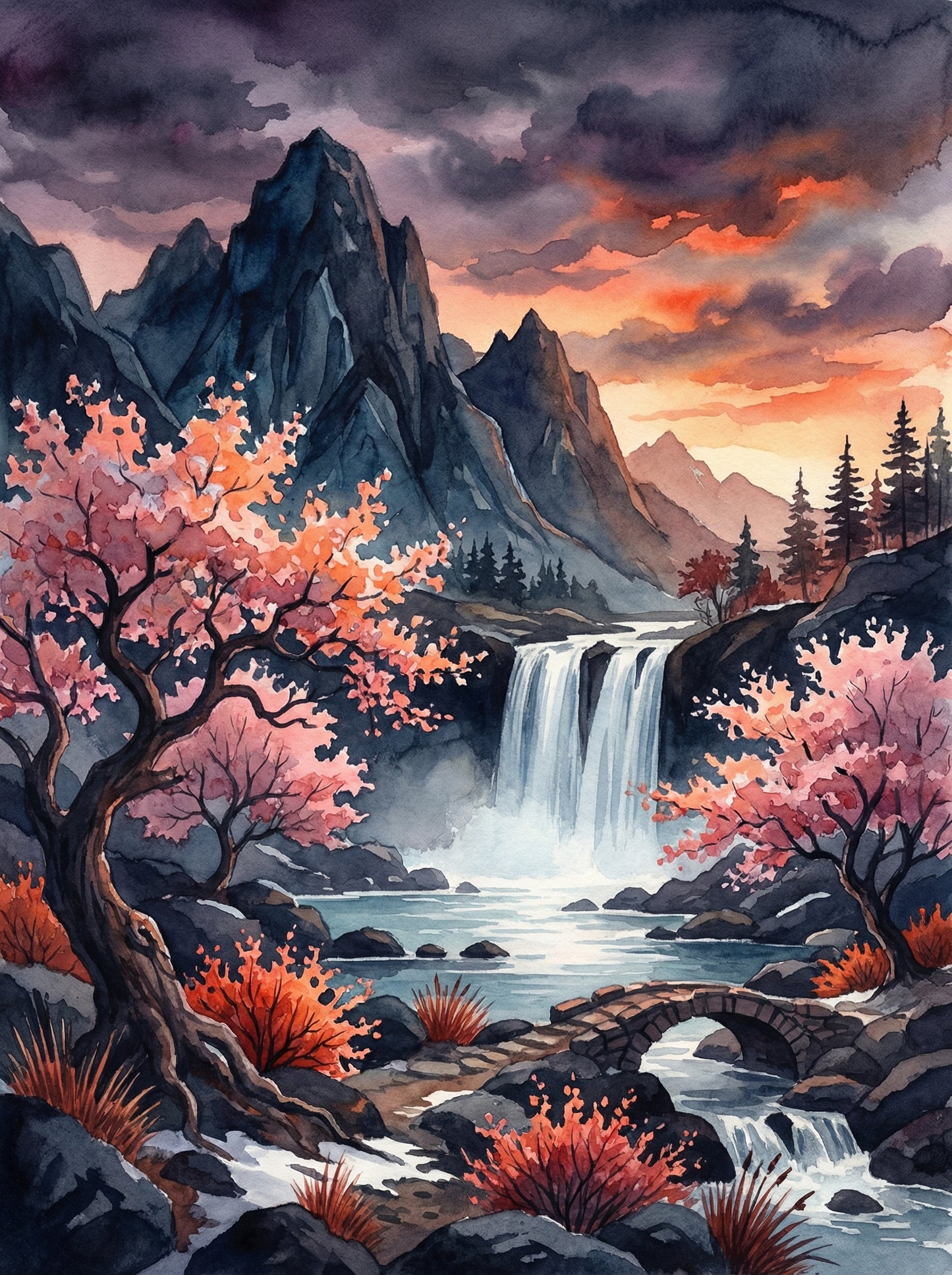 Cherry Falls Tranquility (Diamond Painting) Diamond Painting kit